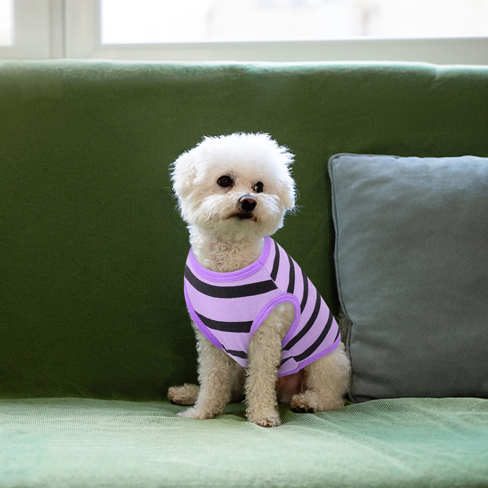 Queenmore Large Striped Dog Shirt,Soft Breathable Dog Shirt For Dogs Cats Boy Girl,Pet Clothes For All Season,Breathable Lightwe