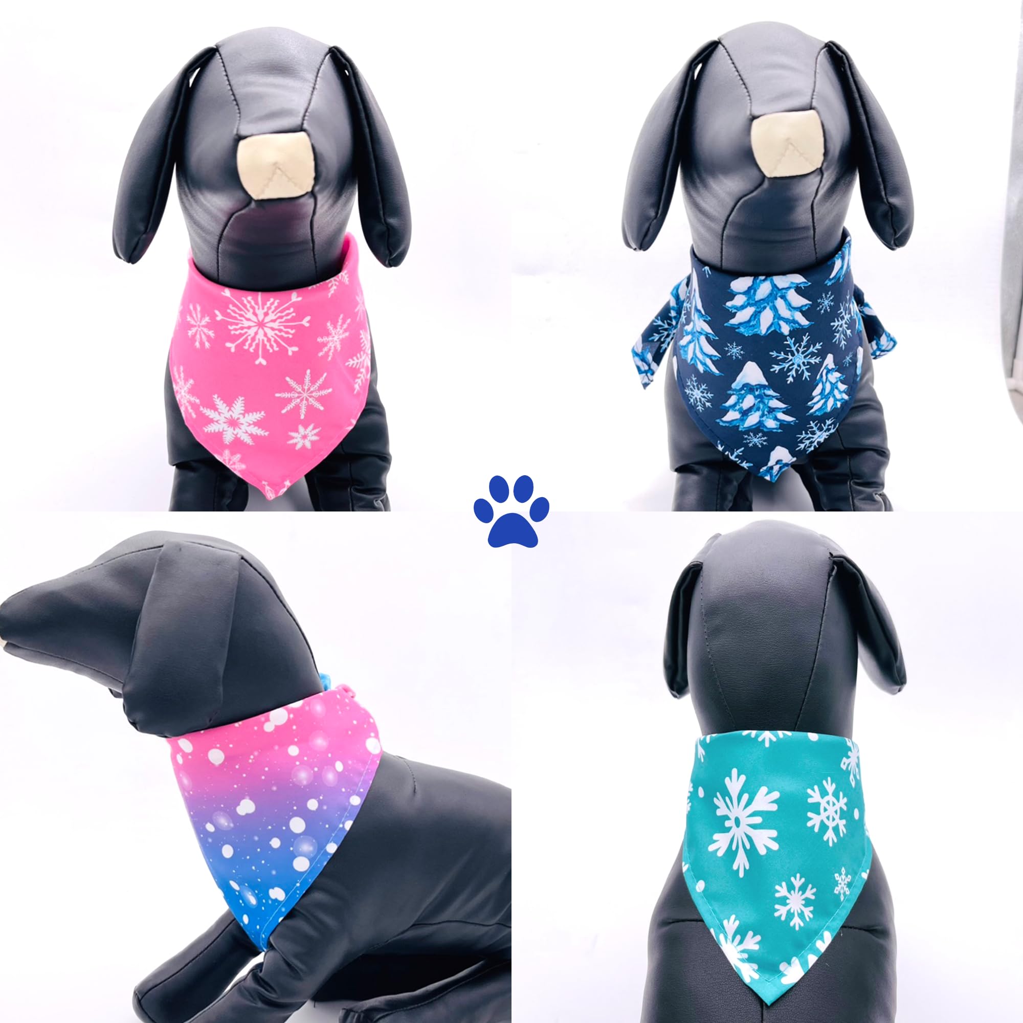 JpGdn 10PCS Dog Bandanas Winter for Medium Breed Dog Snow Forest Ice PineTree Kerchief Triangle Bibs Head Scarves for Boys and G