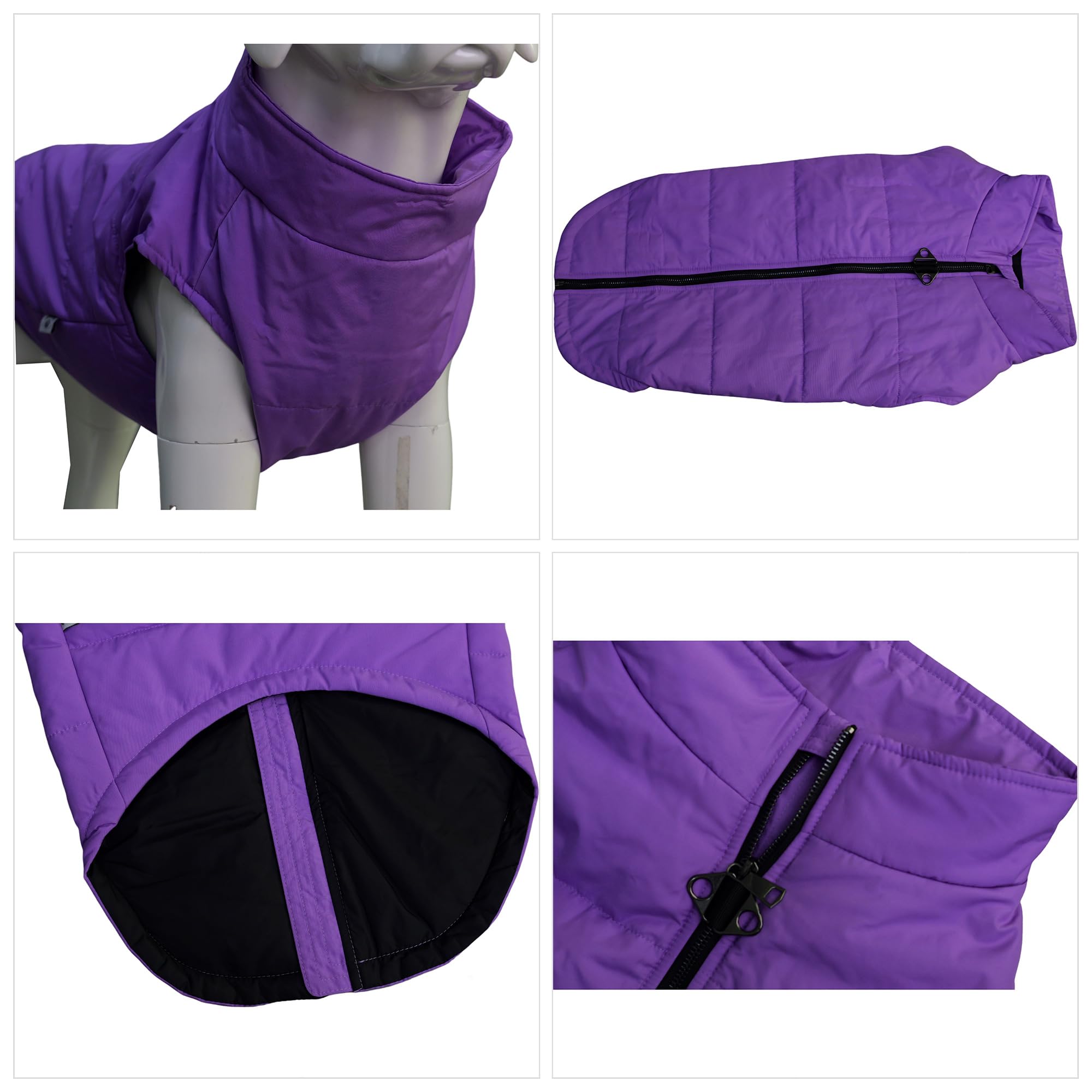 Dog Winter Vest With Cotton Lining, Waterproof Ultra Warm Dog Winter Coat Windproof Zippered Jacket Breathable Soft Dog Coat For Small Medium Large Dogs Purple S
