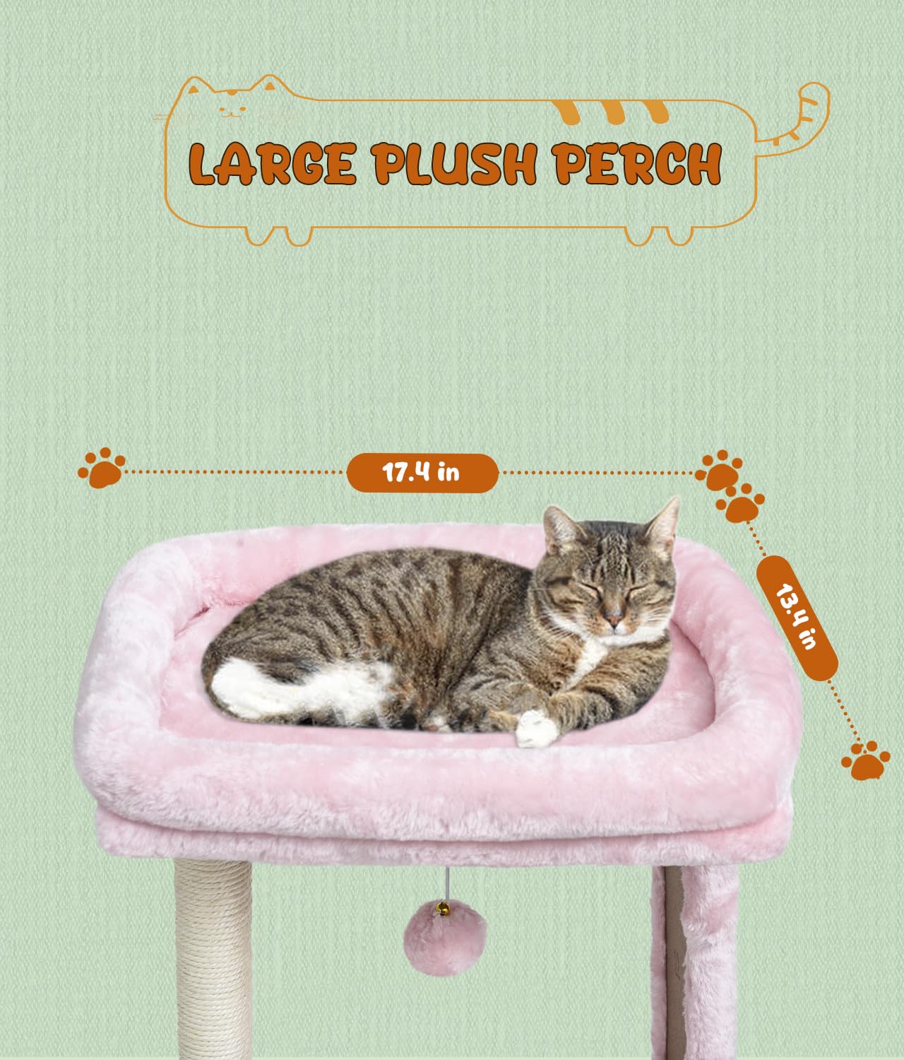 Syandlvy Small Cat Tree For Indoor Cats, Scratching Board With Perch & Scratching Post, Kittens Scratcher With 2 Dangling Balls,