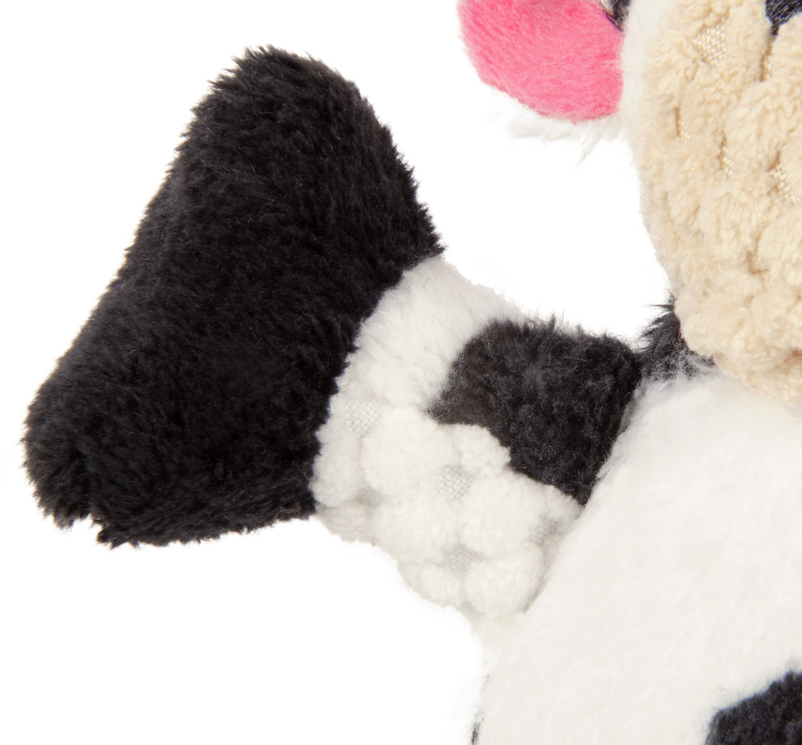 Godog Checkers Just For Me Sitting Cow Squeaky Plush Dog Toy, Chew Guard Technology - White, Mini