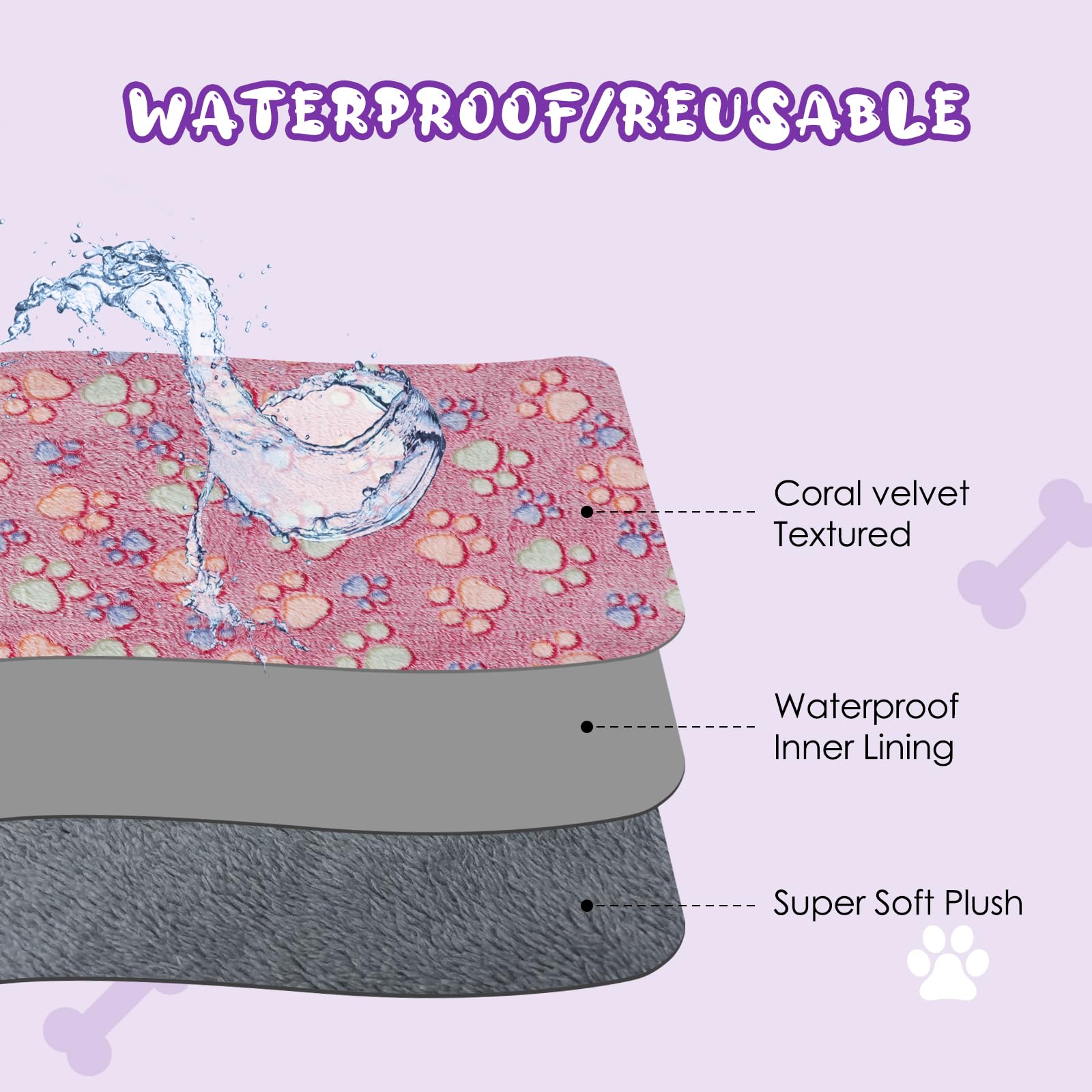 YUEPET Waterproof Dog Blankets, 6 Pack Washable Dog Blankets for Bed Couch Sofa Protector Fleece Flannel Puppy Blanket Soft Plus