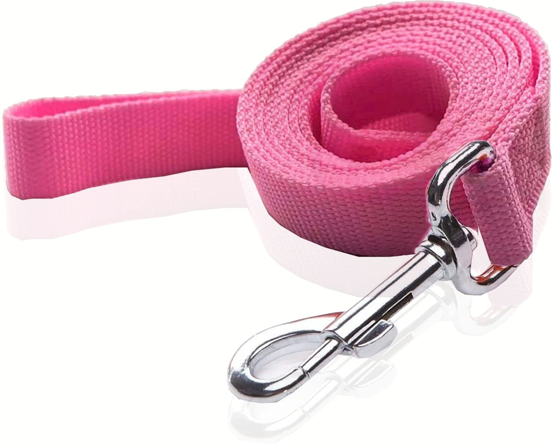 Nylon Dog Leash 4 Ft 5 Feet 6 Foot Long, Walking Training Dog Leashes For Medium Large Dogs, 1 Inch Wide (5/8 X 6 Ft, Pink)