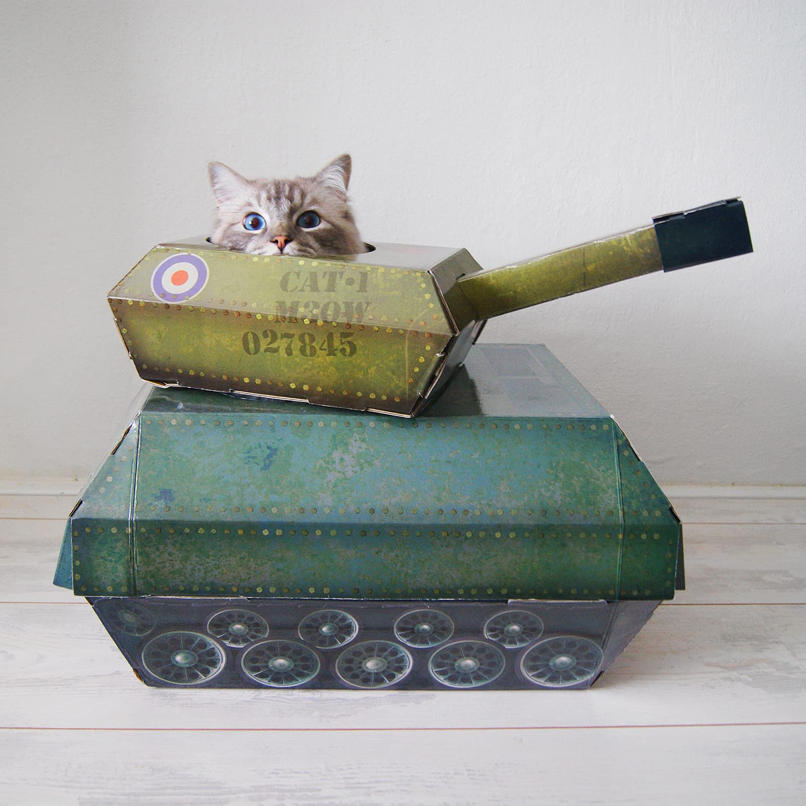 Suck Uk | Tank Cat House | Cardboard Kitten Toys & Cat Bed | Interactive Cats Toy For Kittens & Cats | Novelty Kitten Accessorie