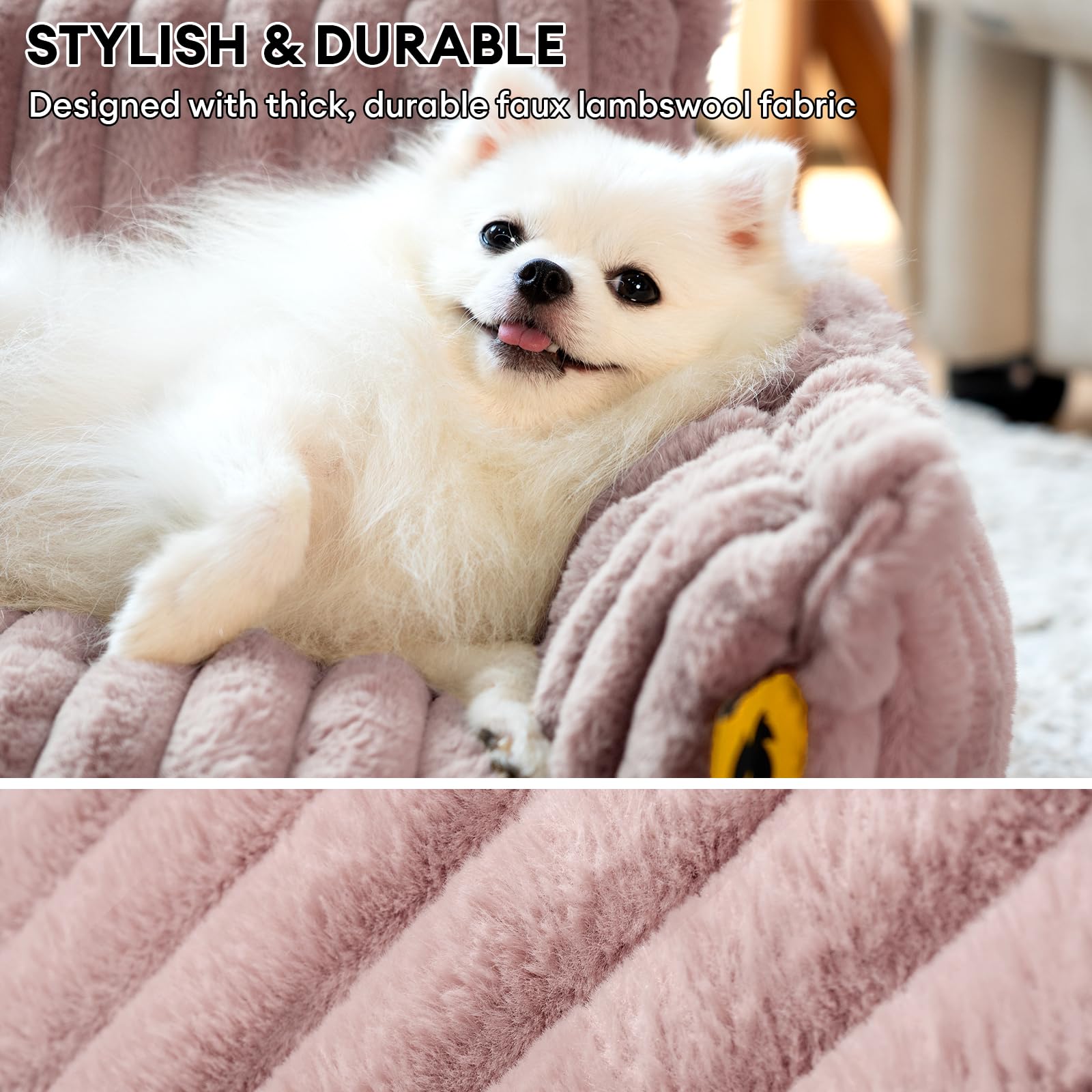 Funny Fuzzy Orthopedic Dog Bed With Removable Washable Cover And Anti-Slip Bottom, Supportive Foam Pet Couch Bed,Dog Sofa For Me
