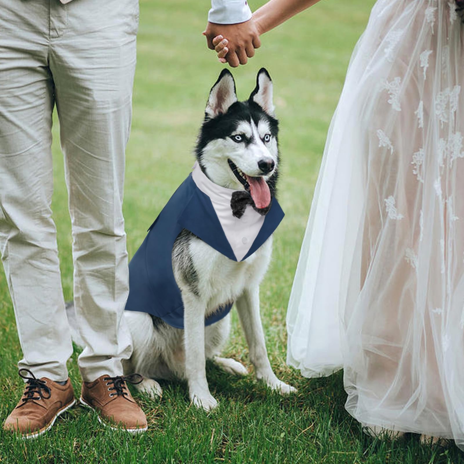 Kuoser Dog Tuxedo Dog Suit And Bandana Set, Dogs Tuxedo Wedding Party Suit, Doggy Prince Bow Tie Shirt Formal Pet Wedding Attire