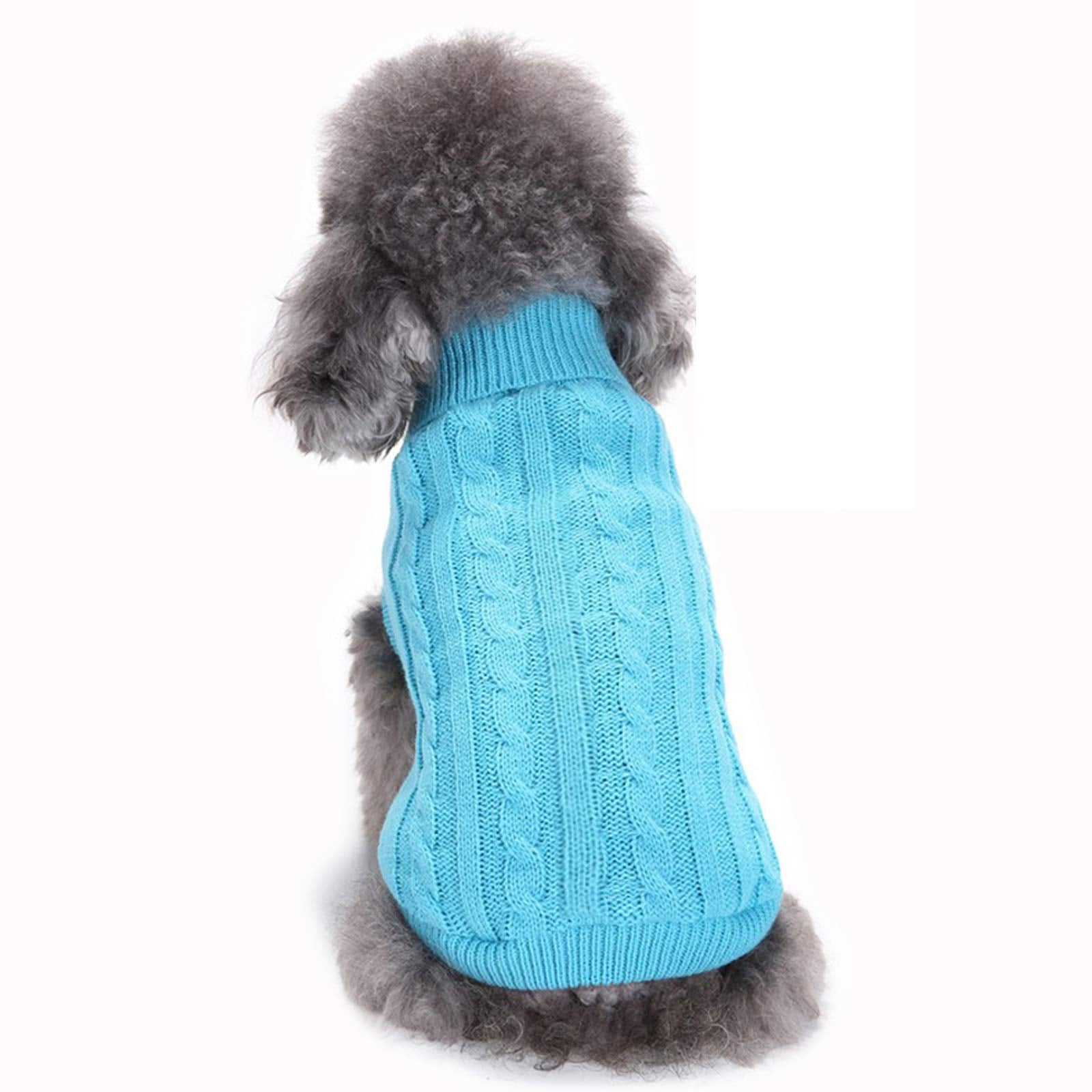Bwealthest Puppy Sweater - Warm Doggie Unisex Sweater Clothes, Cute Knitted Classic Dog Coat, Dog Sweater, Pet Dog Sweatshirt Apparel (Large, Light Blue)