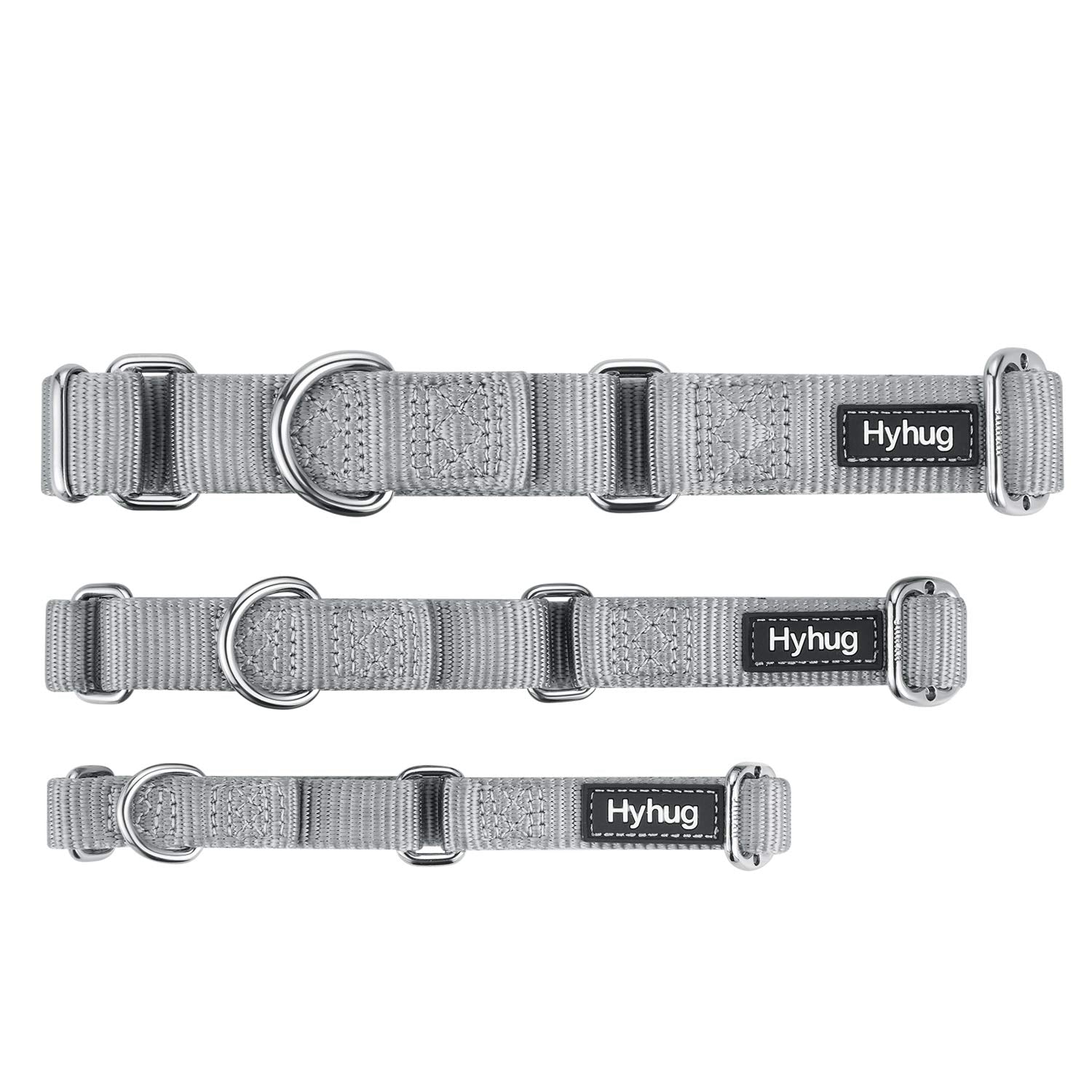 Hyhug Pets Premium Upgraded Heavy Duty Nylon Anti-Escape Medium Martingale Collar For Boy And Girl Dogs Comfy And Safe - Professional Training, Daily Use Walking. (Medium, Sleet Gray)