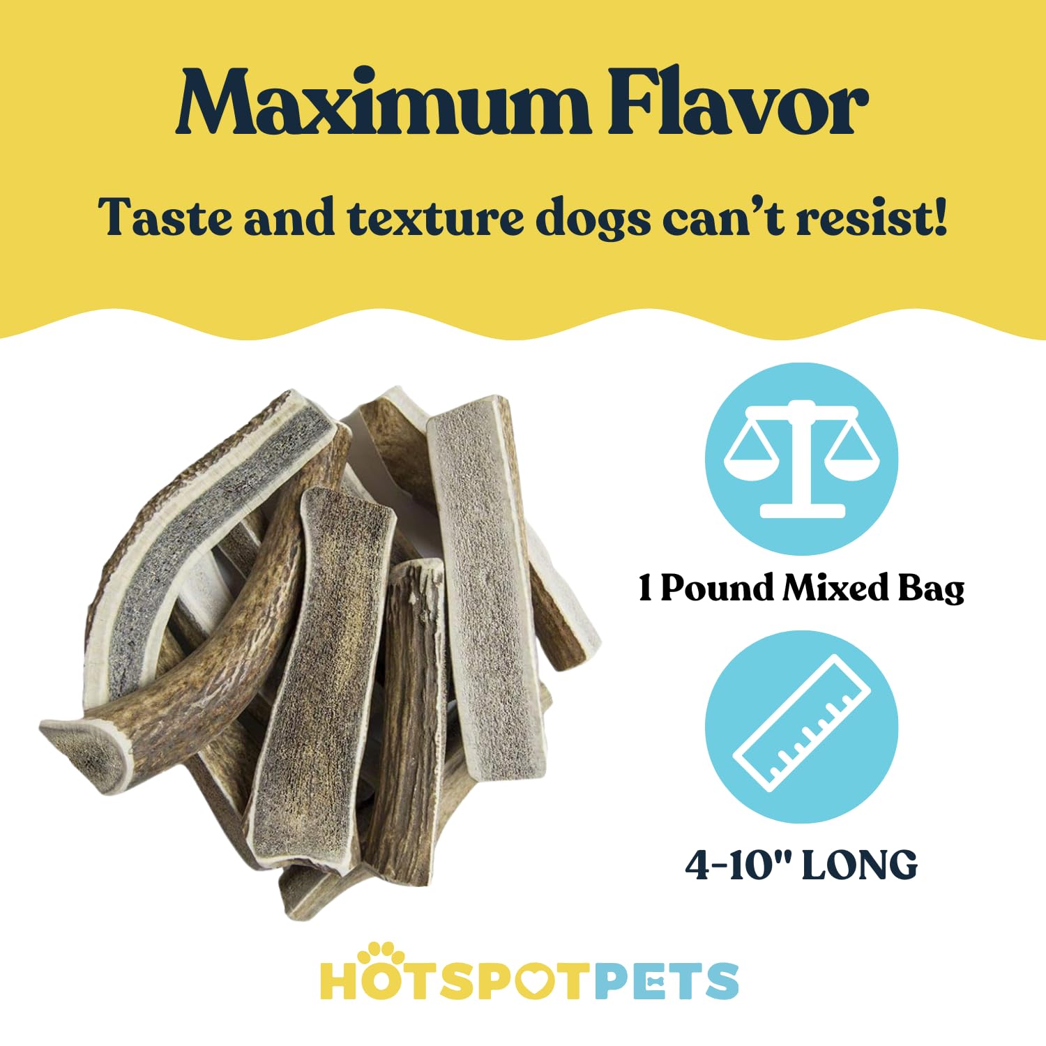 Split Elk Antlers for Dogs - 4-10 Inch Long Dog Chews (1LB Bag) Naturally Shed Antler Bone for Large Breed Aggressive Chewers -