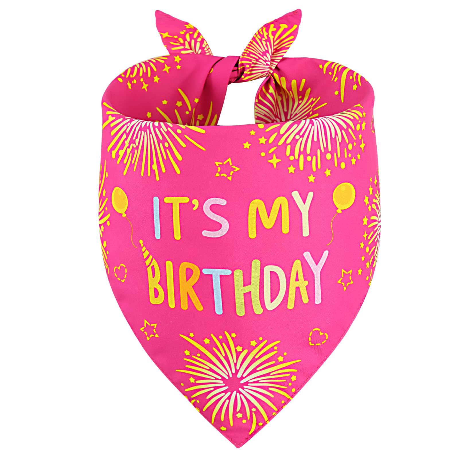 Ququle Dog Birthday Bandana Girl Pink Small 1Pcs, Durable Triangle Reversible Scarf Bibs Handkerchief For Puppy Pet