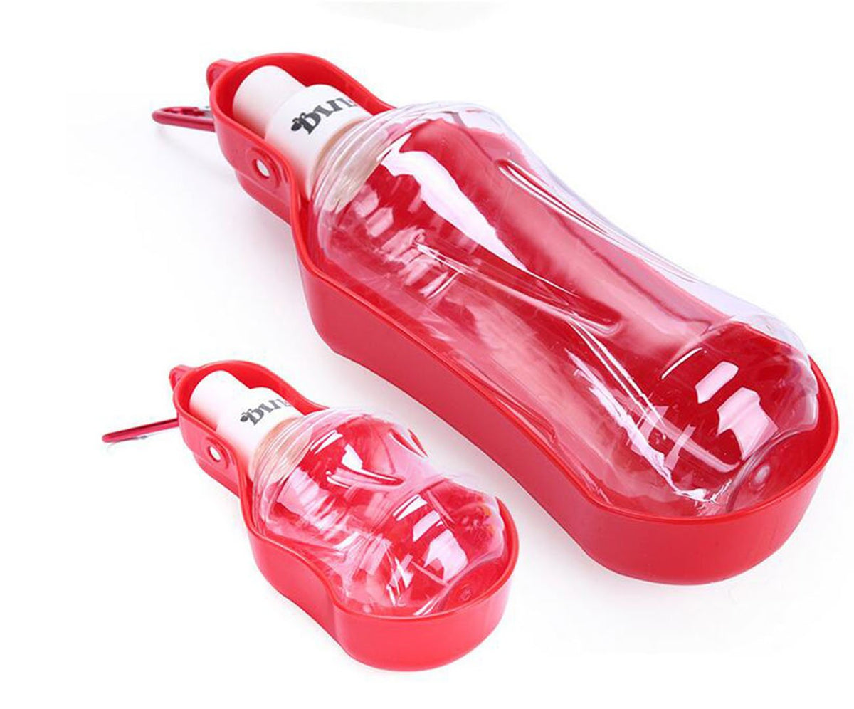 Pety Pet Portable Pet Dog Dispenser Foldable Travel Drinking Feeder Dog Water Bottle Bowl (250Ml, Red)