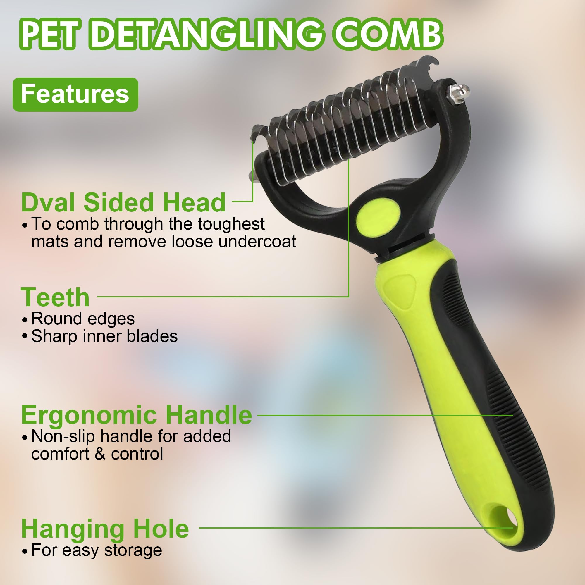Pet Grooming Brush Kit 7Pcs, Cat And Dog Brush With Release Button - Nail Clippers File Set For Long Matted Haired Pets And Nail