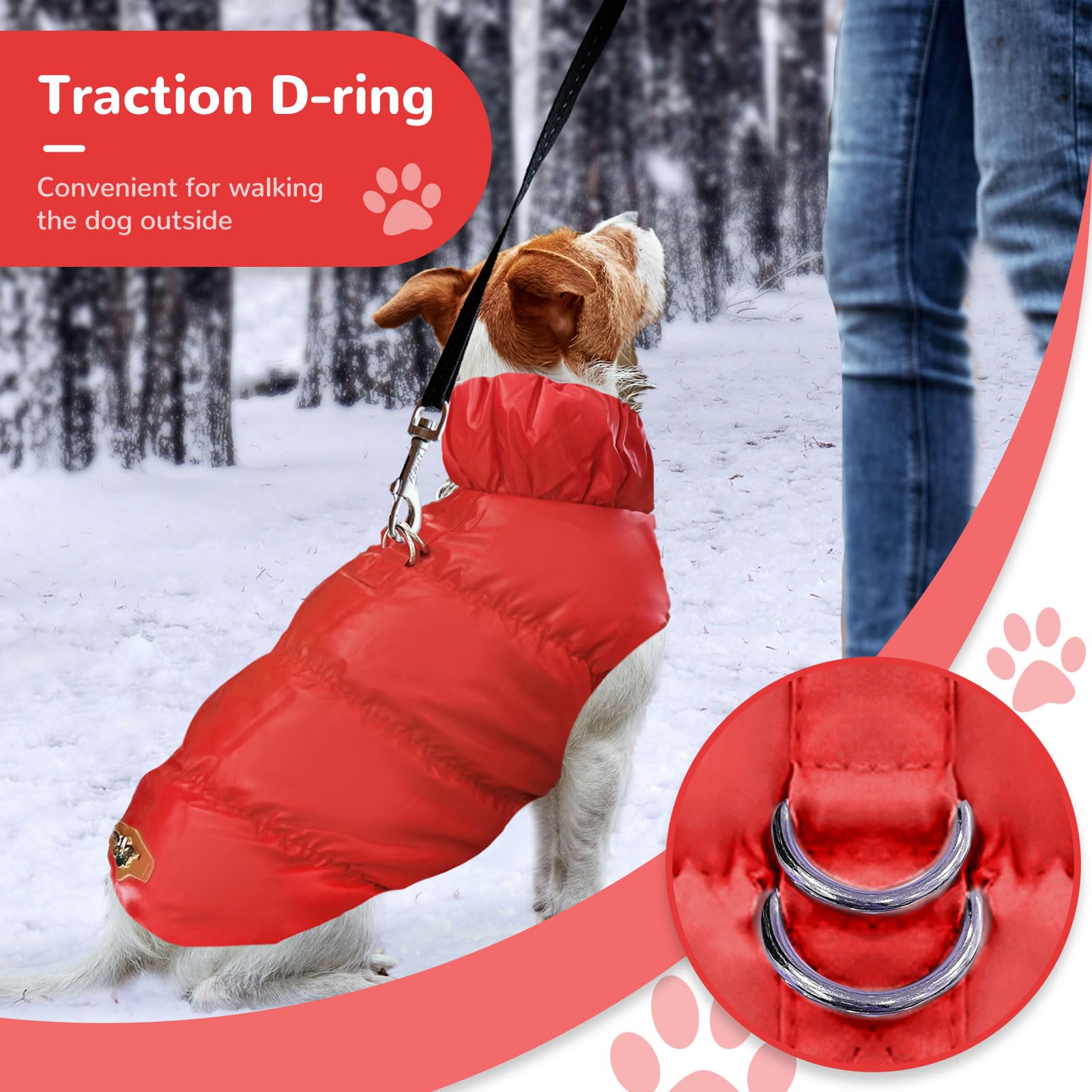 Abrrlo Winter Warm Cat & Dog Jacket - Small/Medium, Waterproof, Windproof, Fleece Vest With Harness Padded For Cold Weather & Sn