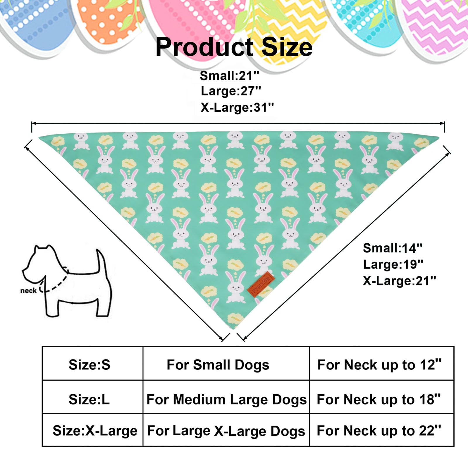 Ptdecor Easter Dog Bandana, Green And Yellow Rabbit Carrot Reversible Holiday Dog Scarf, Multi Size, Triangle Pet Easter Bandana