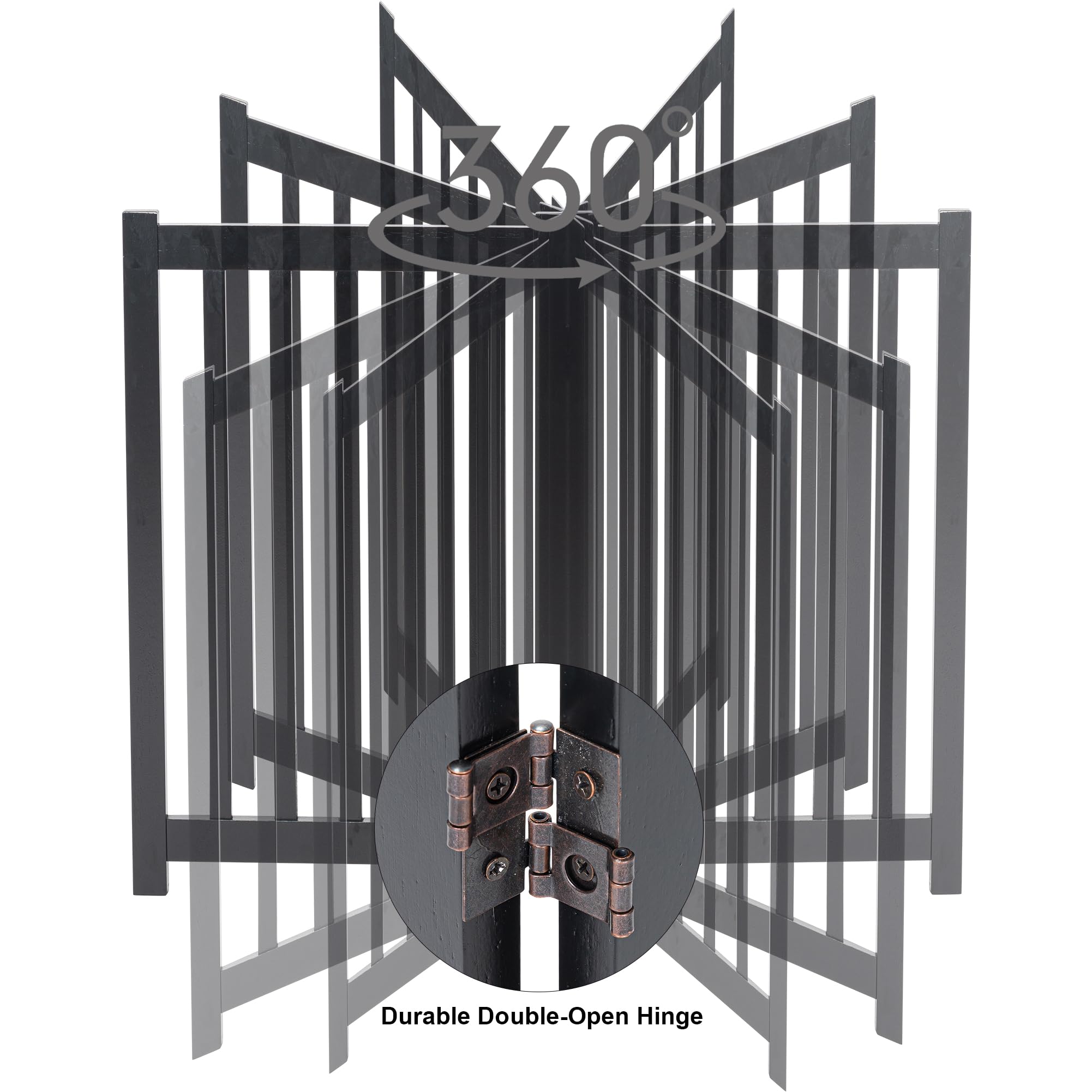 Lzrs Solid Hardwood Freestanding Pet Gate,Wooden Dog Gates For Doorways,Nature Wood Dog Gates For The House,Dog Gate For Stairs,Freestanding Indoor Gate Safety Fence,Black,30' Height-3 Panels