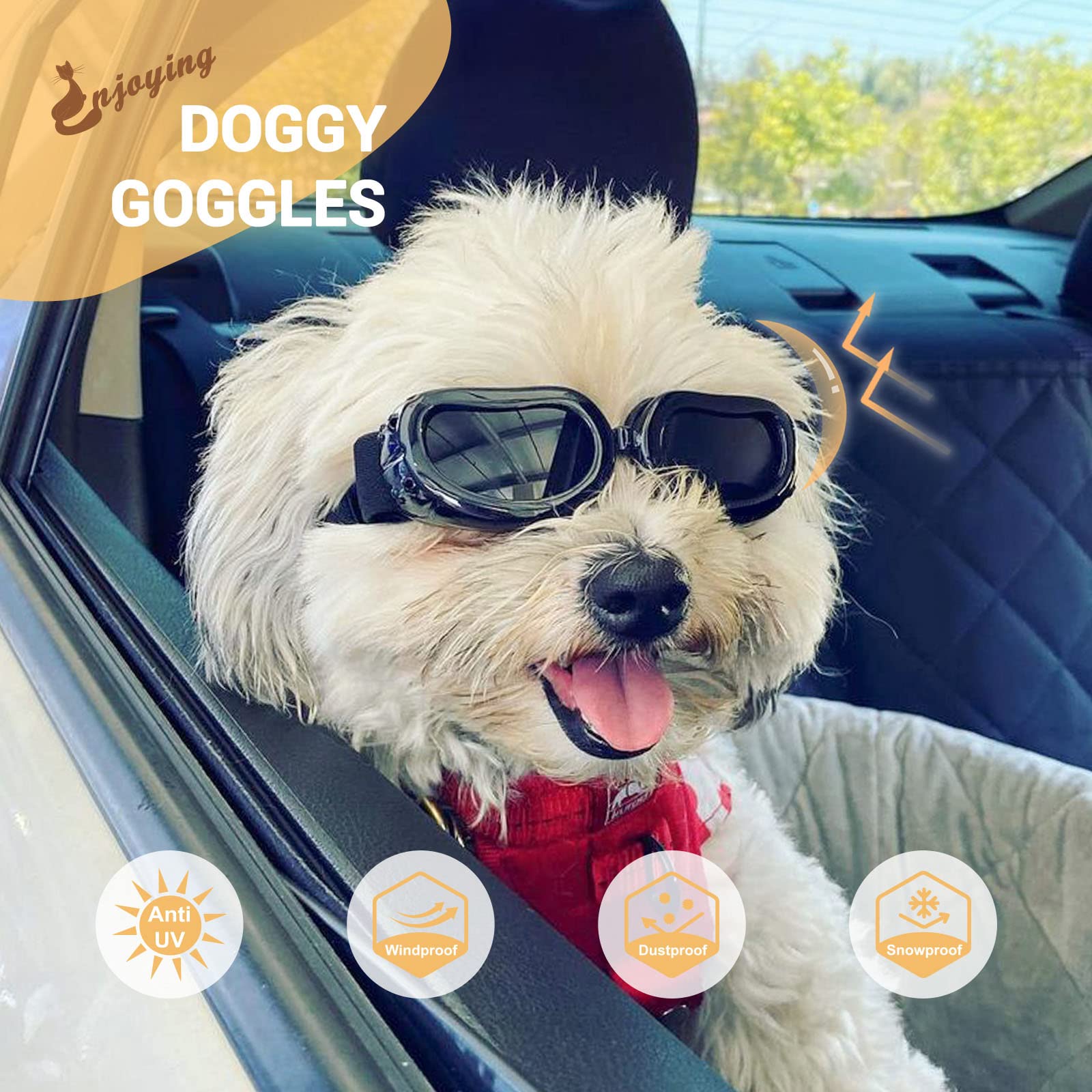 Enjoying Dog Sunglasses Small Breed Dogs Goggles Uv Protection Eye Wear Windproof Anti-Fog Pet Glasses For Doggy About Over 5 Lb