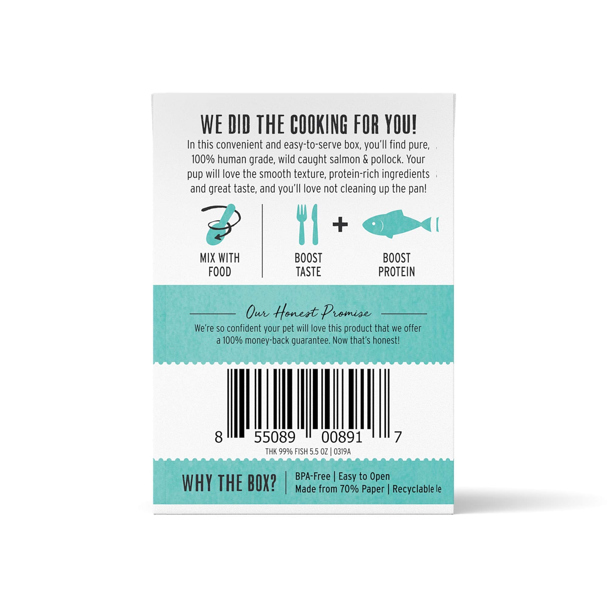 The Honest Kitchen Human Grade Grain Free Meal Booster: 99% Salmon & Pollock (12 pack), 5.5 oz