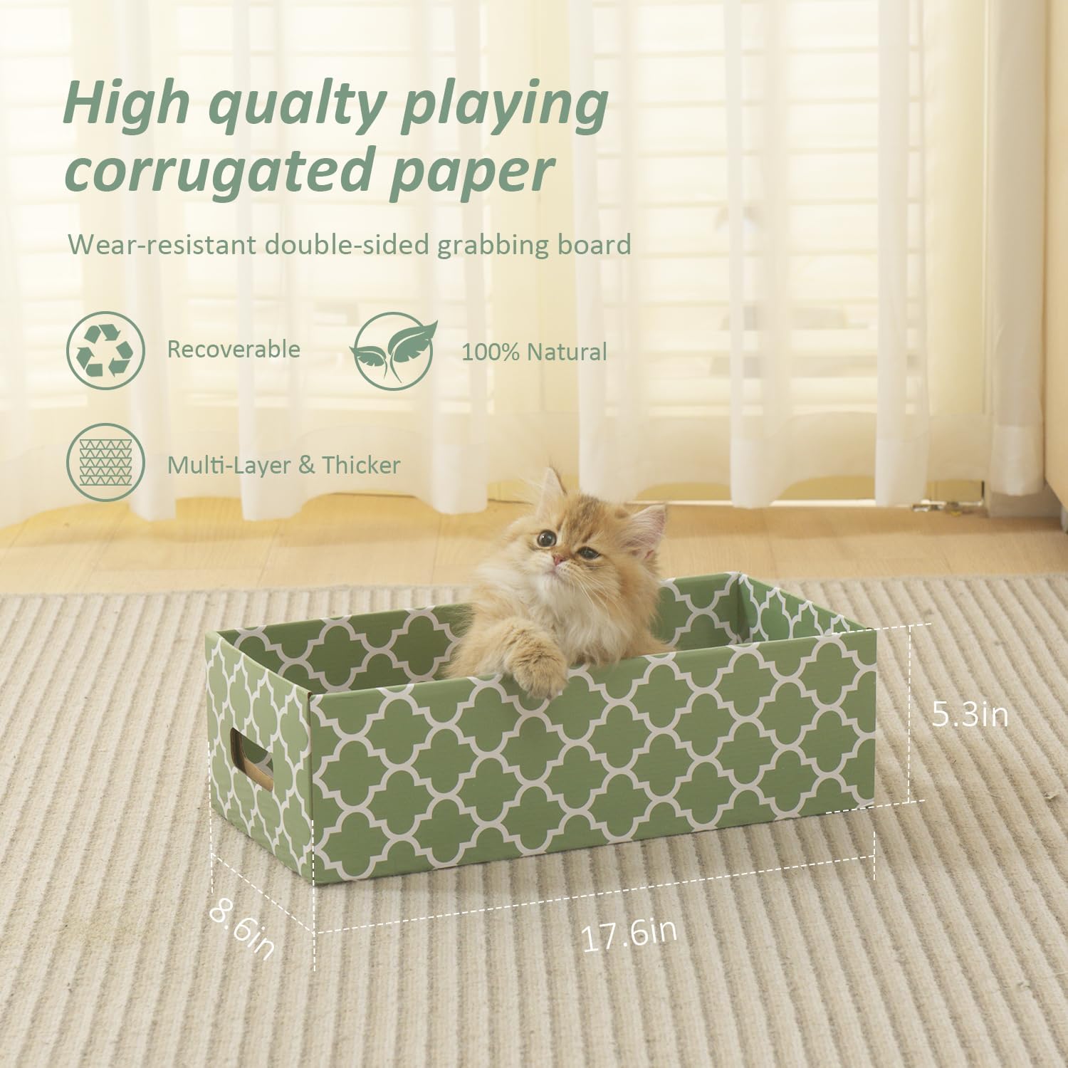 Mecool Cat Scratching Board,5Pc Cat Scratch Pad With Box,Reversible Corrugated Cat Scratcher Cardboard And Lounge Bed For Indoor