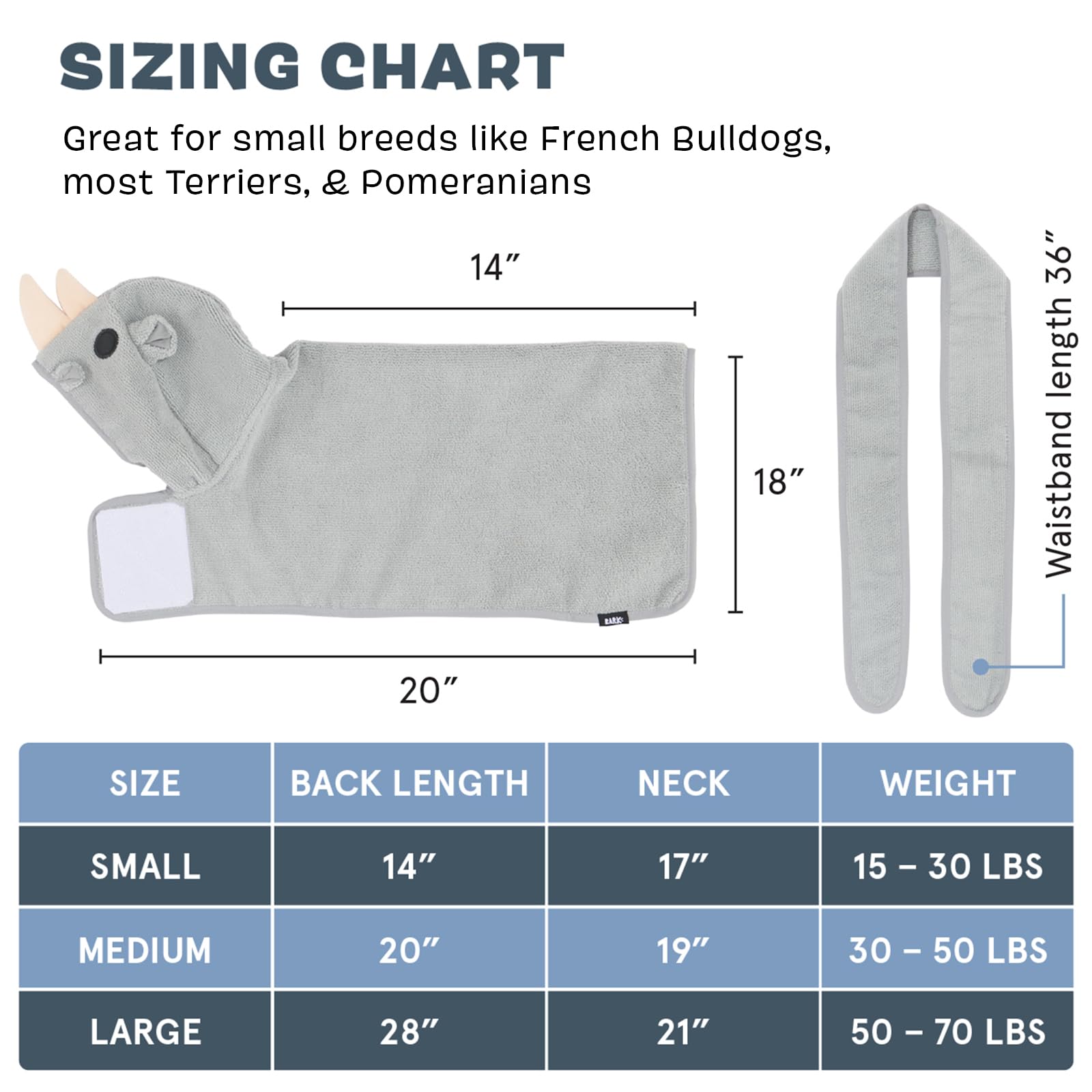 Barkbox - Premium Absorbent Hooded Dog Bathrobe Towel Bundle - Quick Drying Pet Towel For Bath & Beach Trips - Luxurious & Soft Bathrobe Towel For Dogs Of All Breeds - Lion & Rhino - Small