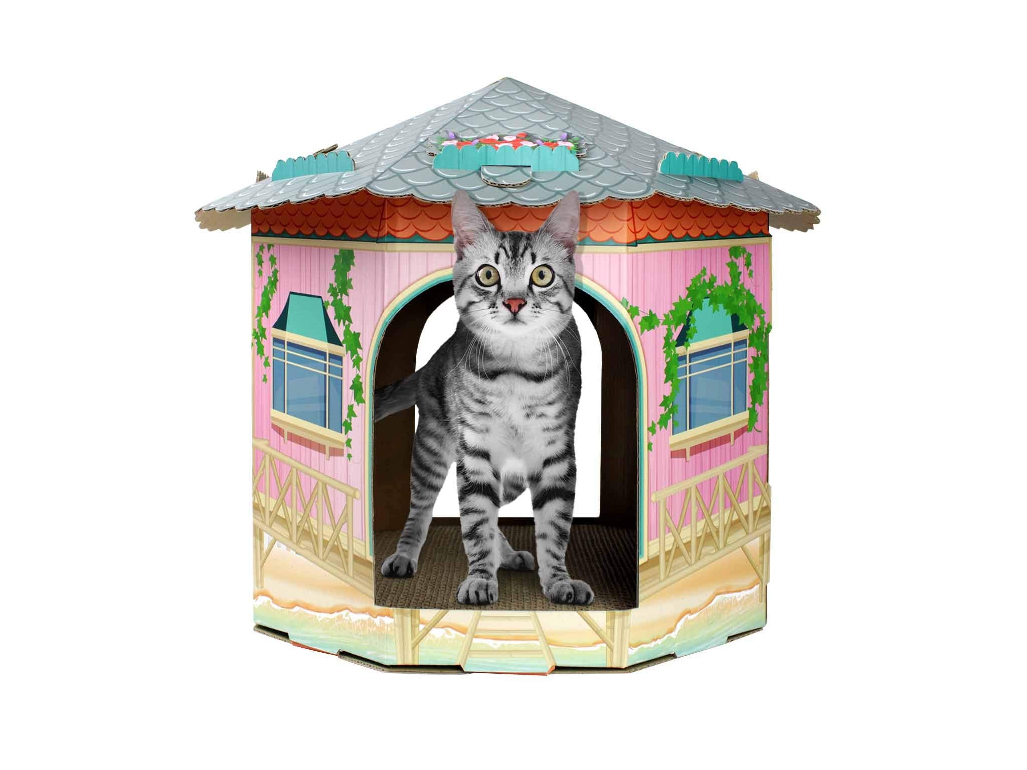 American Cat Club Cat House With Scratcher & Catnip Included - Beach Cottage