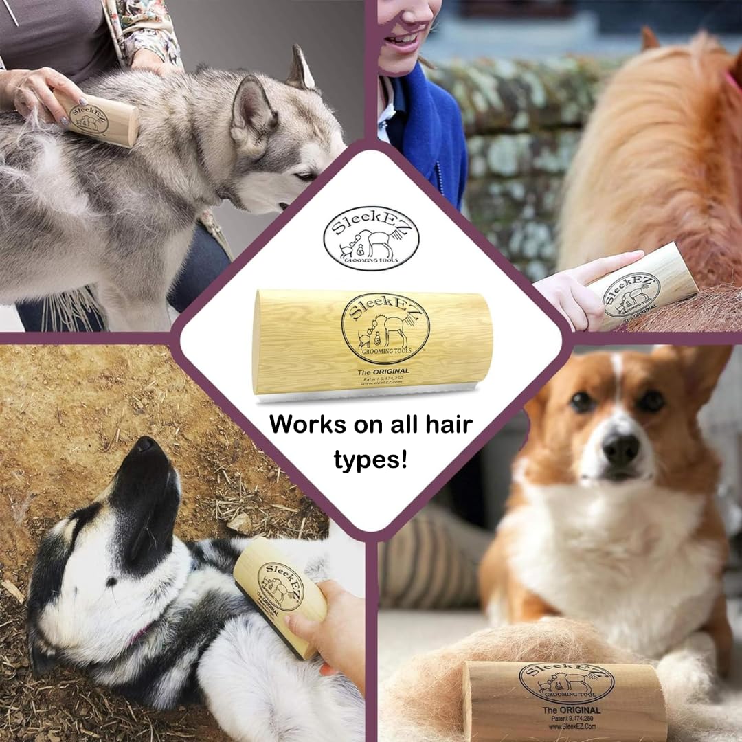 SleekEZ 5 Dog Shedding Brush - Multi-colored Pet Hair Removal Tool for Short Haired Dogs, Grooming Supplies & Deshedding Comb