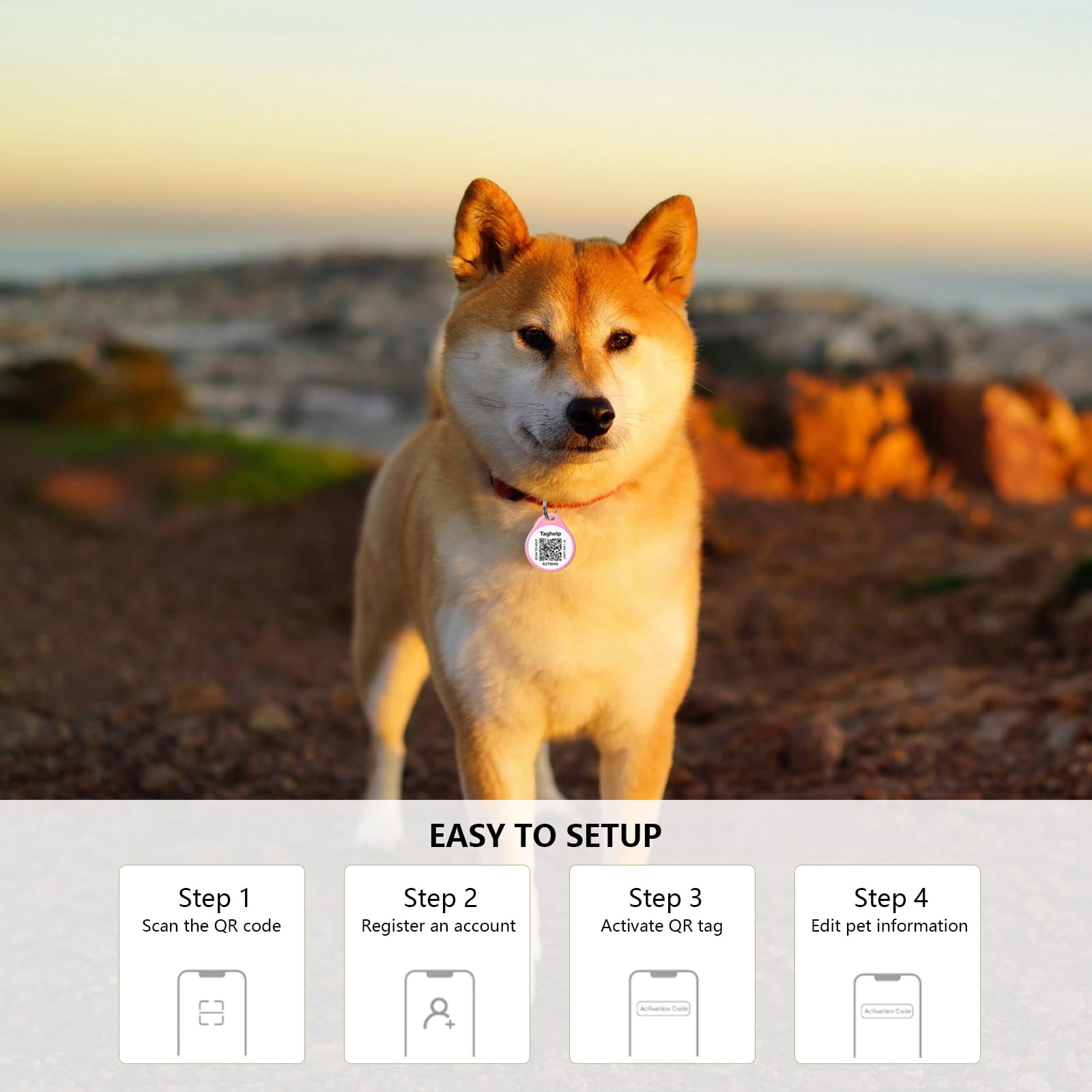 Taghelp Qr Code Pet Id Dog Cat Tags For Collar Personalized For Pet Online Profile - Scan Qr Receive Instant Pet Location Alert