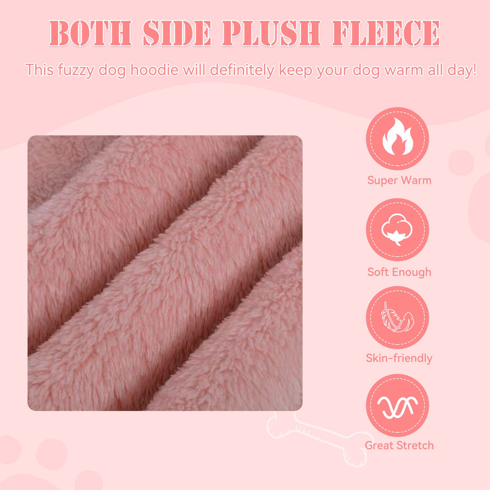 Fuzzy Dog Hoodie Dog Sweater Clothes Warm Soft Cozy Pet Coats Hooded Sweatshirt Fleece Medium Pet Hoodie Sweaters For Medium Dog