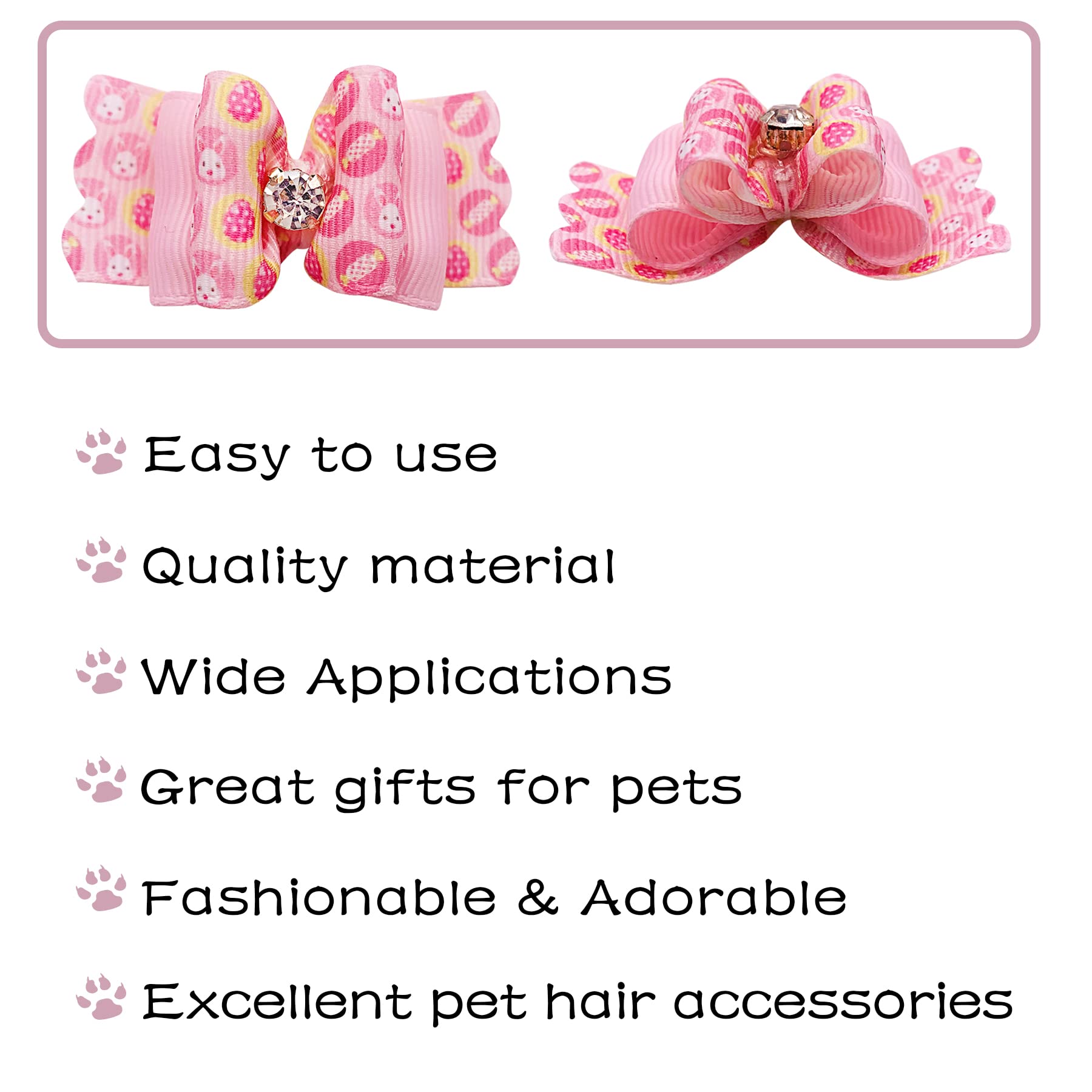 Jpgdn 50Pcs/25Pairs Easter Dog Hair Bows With Rubber Bands Rabbit Eggs Puppy Hair Bowknot Top Knot Elastic For Doggy Cat Rabbit