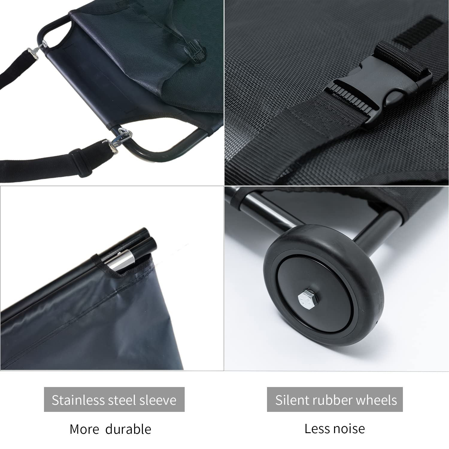 TUNTROL 45x22 Inch Large Dog Stretcher with Noiseless Wheels, 250lbs Capacity Pet Transport Trolley, Black Animal Gurney Carrier