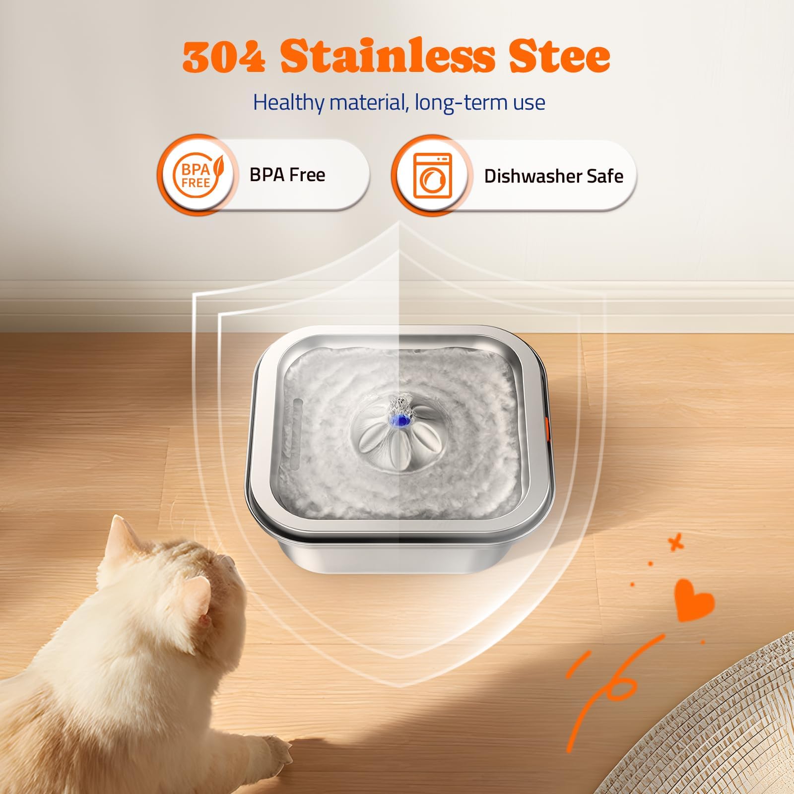 Cat Water Fountain Stainless Steel: 4L/140Oz Pet Fountain Water Bowl Indoor, Automatic Dog Drinking Dispenser, Cat Feeding Water