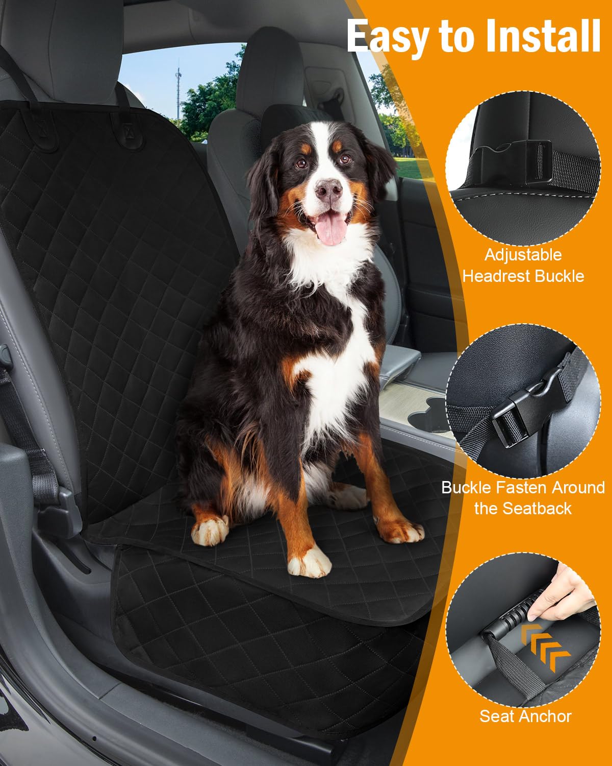 Dog Car Seat Cover, Pets Front Dog Car Seat Cover For Suv, Trucks. Waterproof Nonslip Car Seat Covers For Dogs Front Seats, Medi