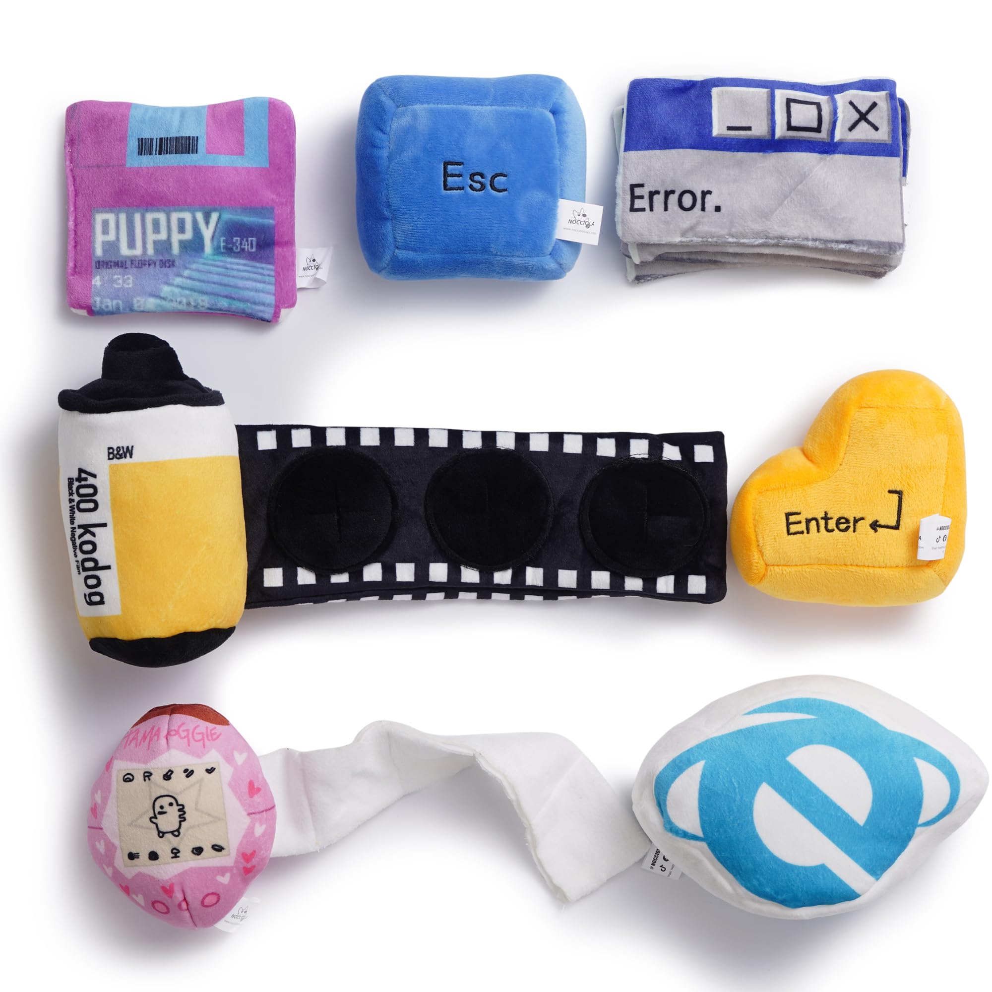 Nocciola Funny Squeaky Dog Toys, Old Tech Themed Stuffed Plush Puppy Toy Set With Hidden Treat Pockets, Cute Crinkle Chew Toys F
