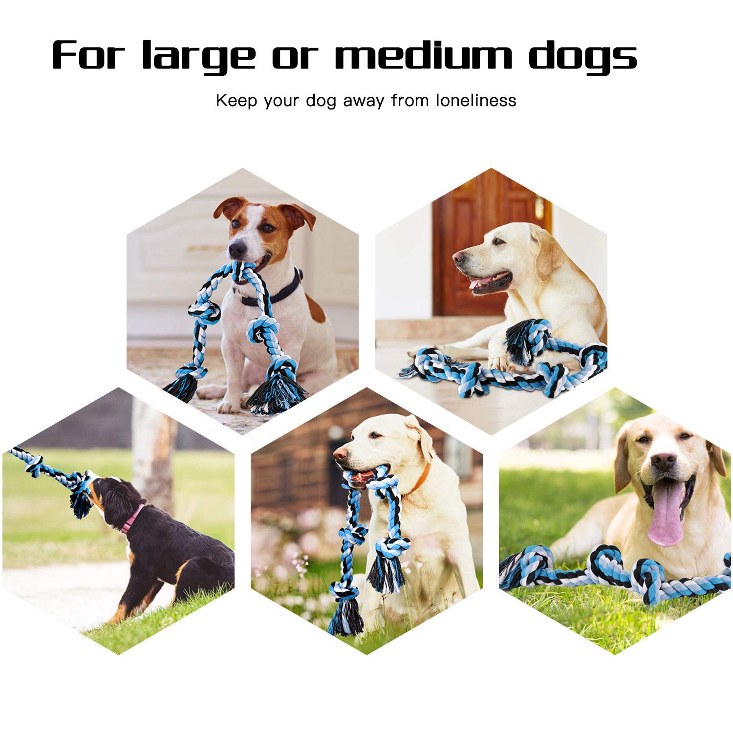 Bmag Dog Rope Toys For Aggressive Chewers, Heavy Duty Dog Toys For Medium Large Dogs, Tough Twisted Rope Toy With 5 Knots