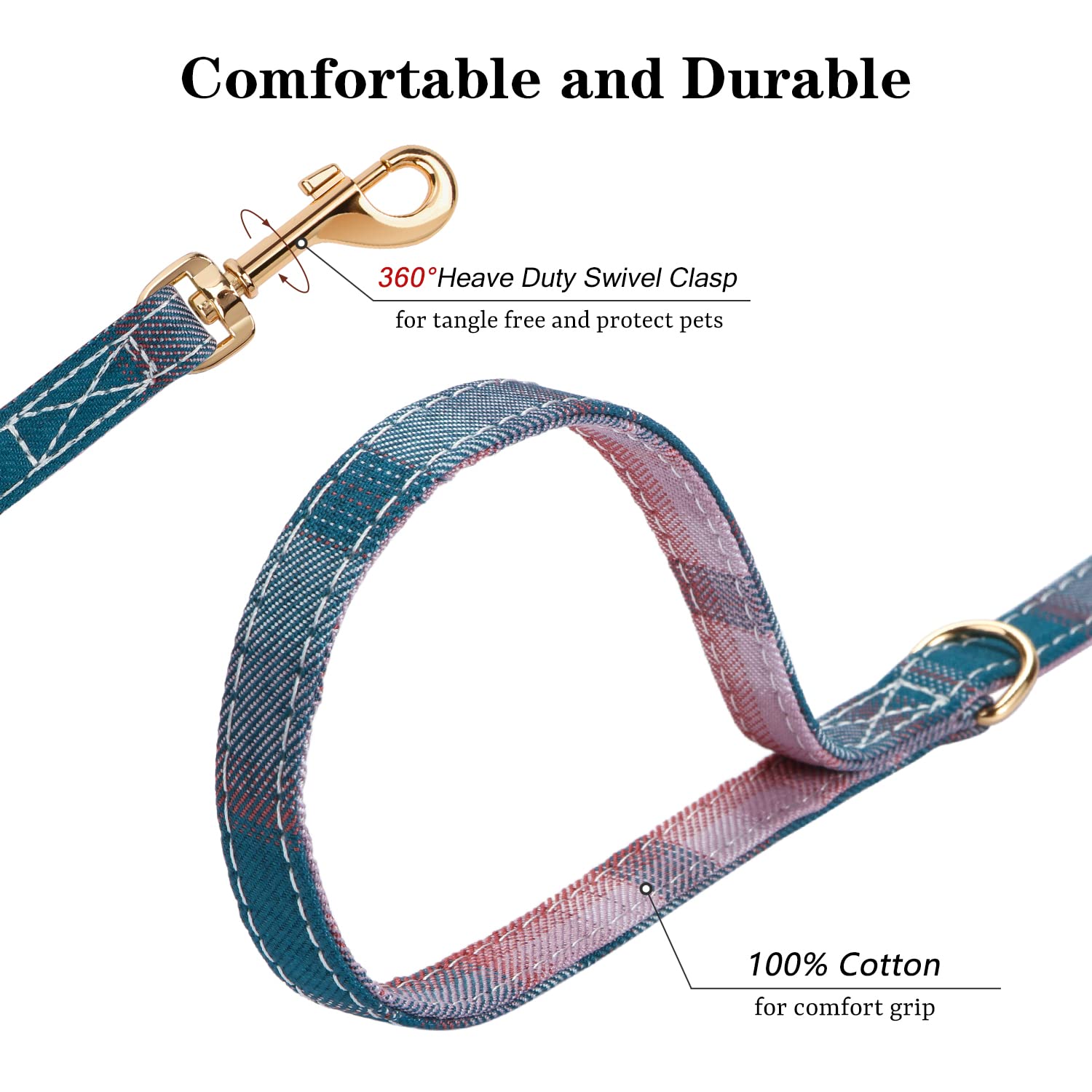 CHEDE No Pull Plain Pattern Dog Harness - Lightweight and Soft, Adjustable for Small and Medium-Sized Dogs, Includes Leash