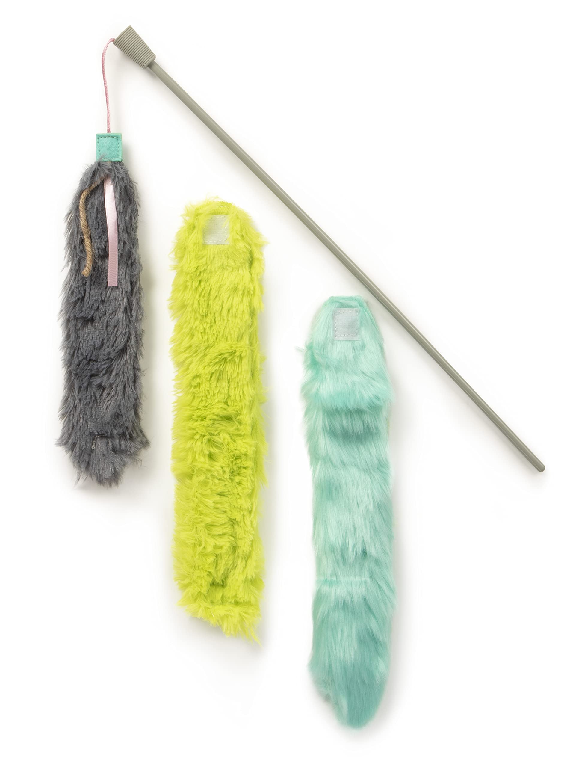 Smartykat Crazy Catch 3-Part Breakaway Wand Cat Toy - Green/Yellow/Gray, One Size