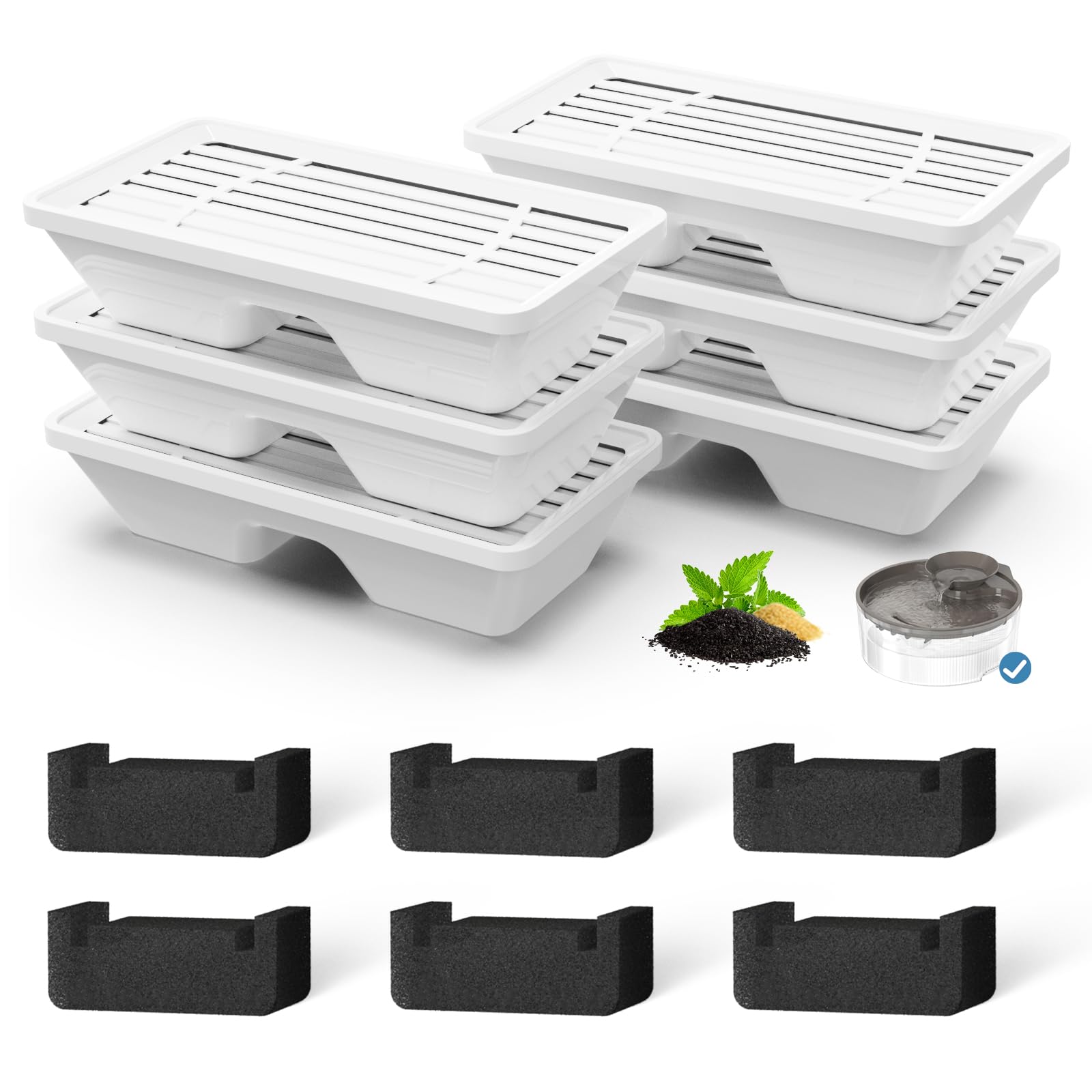 Supersuki 12 Pack Dog Water Fountain Filters For 170Oz/5L Pet Water Dispenser Fountain Filters, Multiple Filtration Dog Water Fi