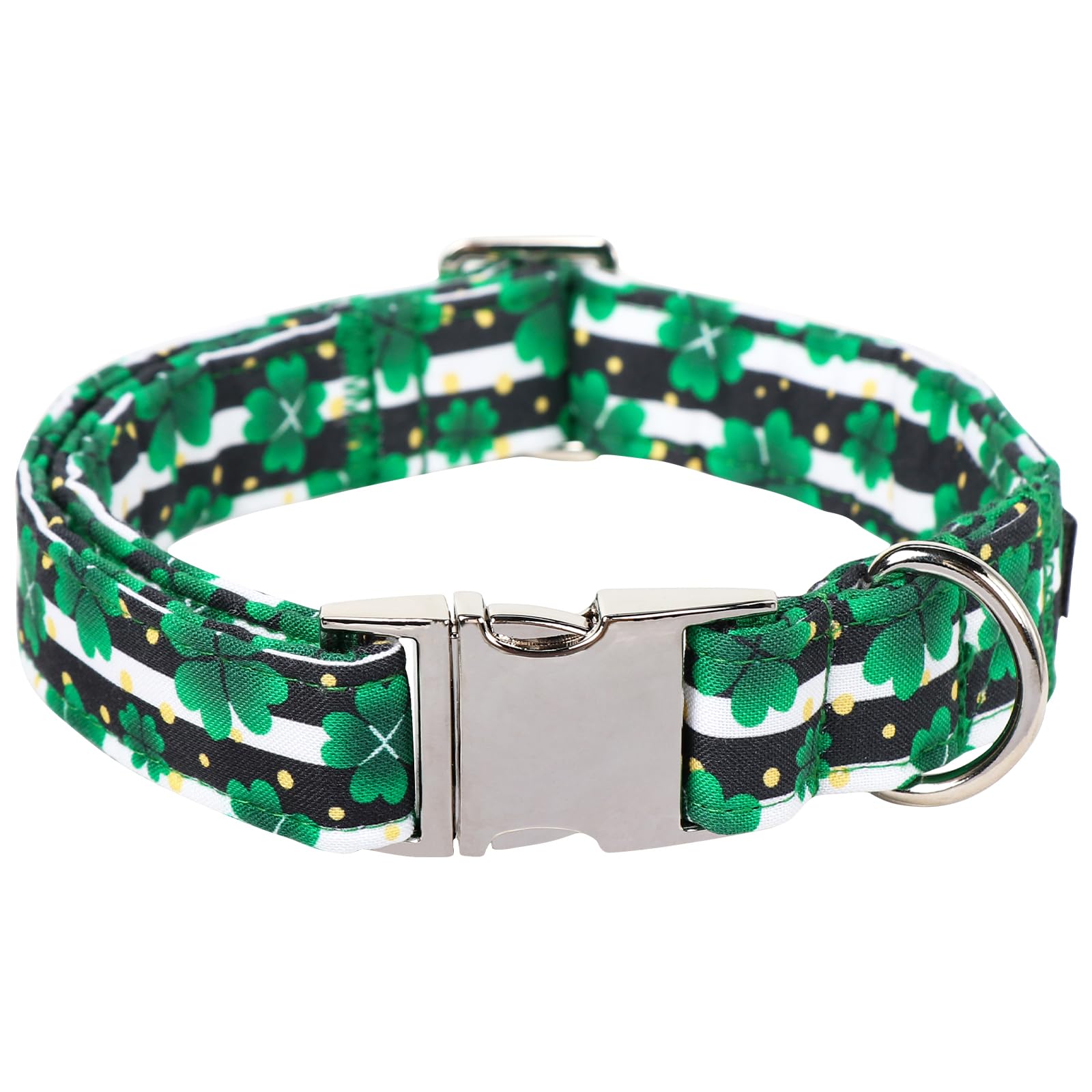 Maca Bates St Patricks Day Dog Collar Irish Clover Dogs Collars Black And White Soft Adjustable Durable Saint Patrick'S Shamrock