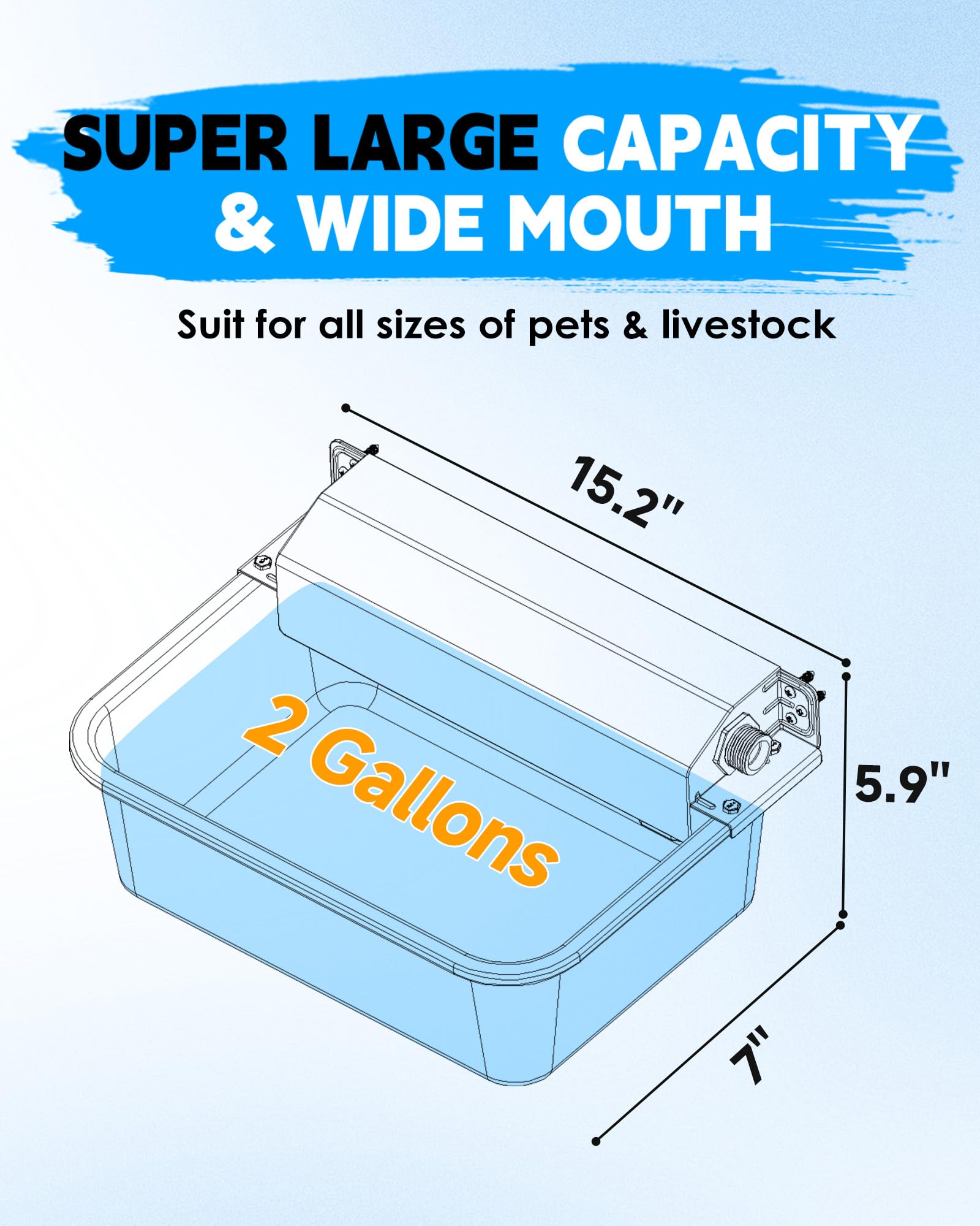 Petimi Automatic Dog Water Dispenser, 2 Gallons 304 Stainless Steel Dog Water Bowl For Indoor/Outdoor, Large Water Bowl For Pets