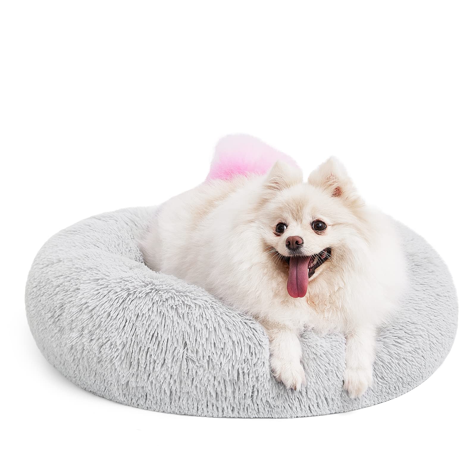 Mixjoy Comfortable Donut Cuddler Round Dog Bed Ultra Soft Washable Dog And Cat Cushion Bed (23', Grey)