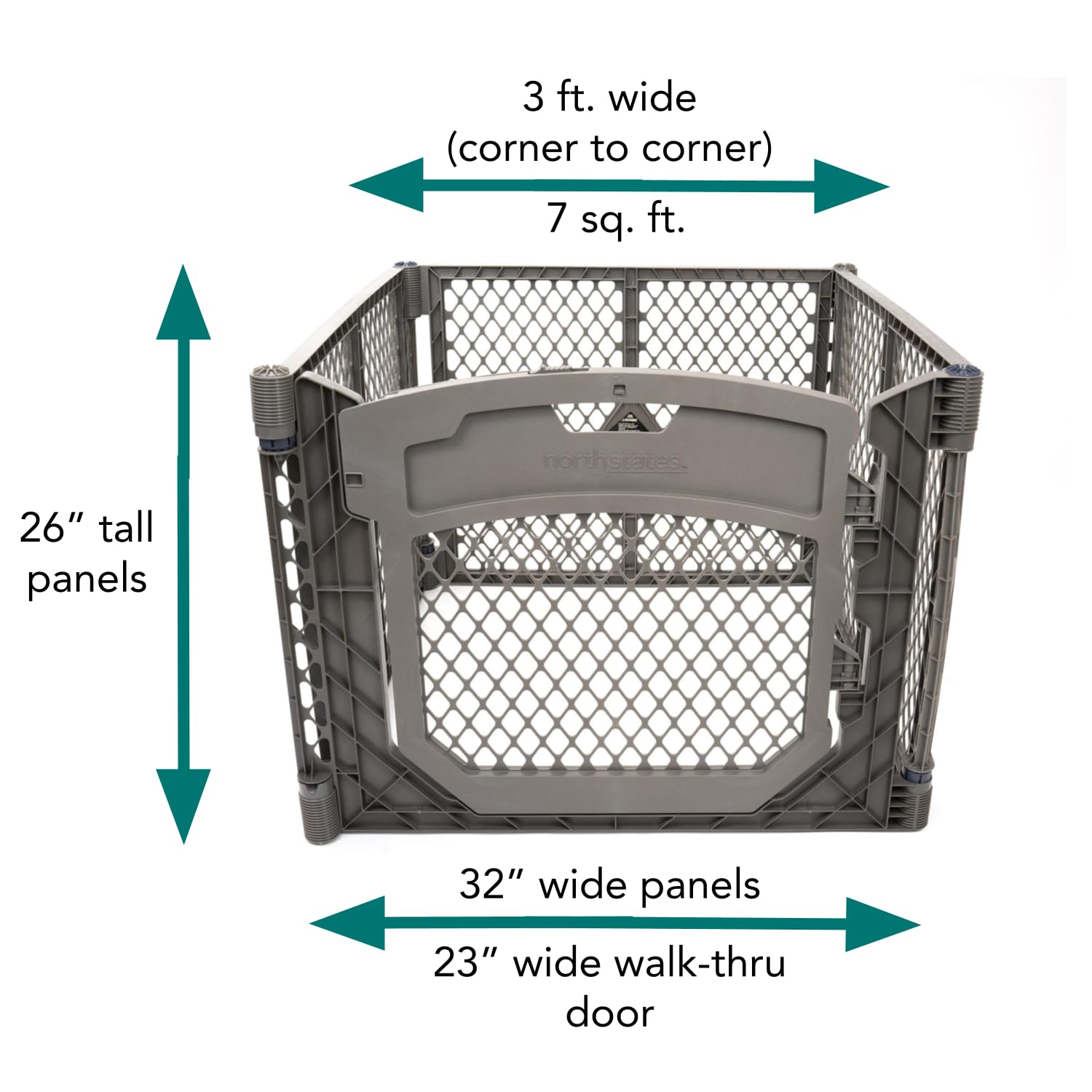 Mypet North States Petyard Plus: 3 Ft. Wide Folding Dog Playpen Indoor Or Outdoor. 4-Panel Freestanding Play Pen Dog Gate Made I