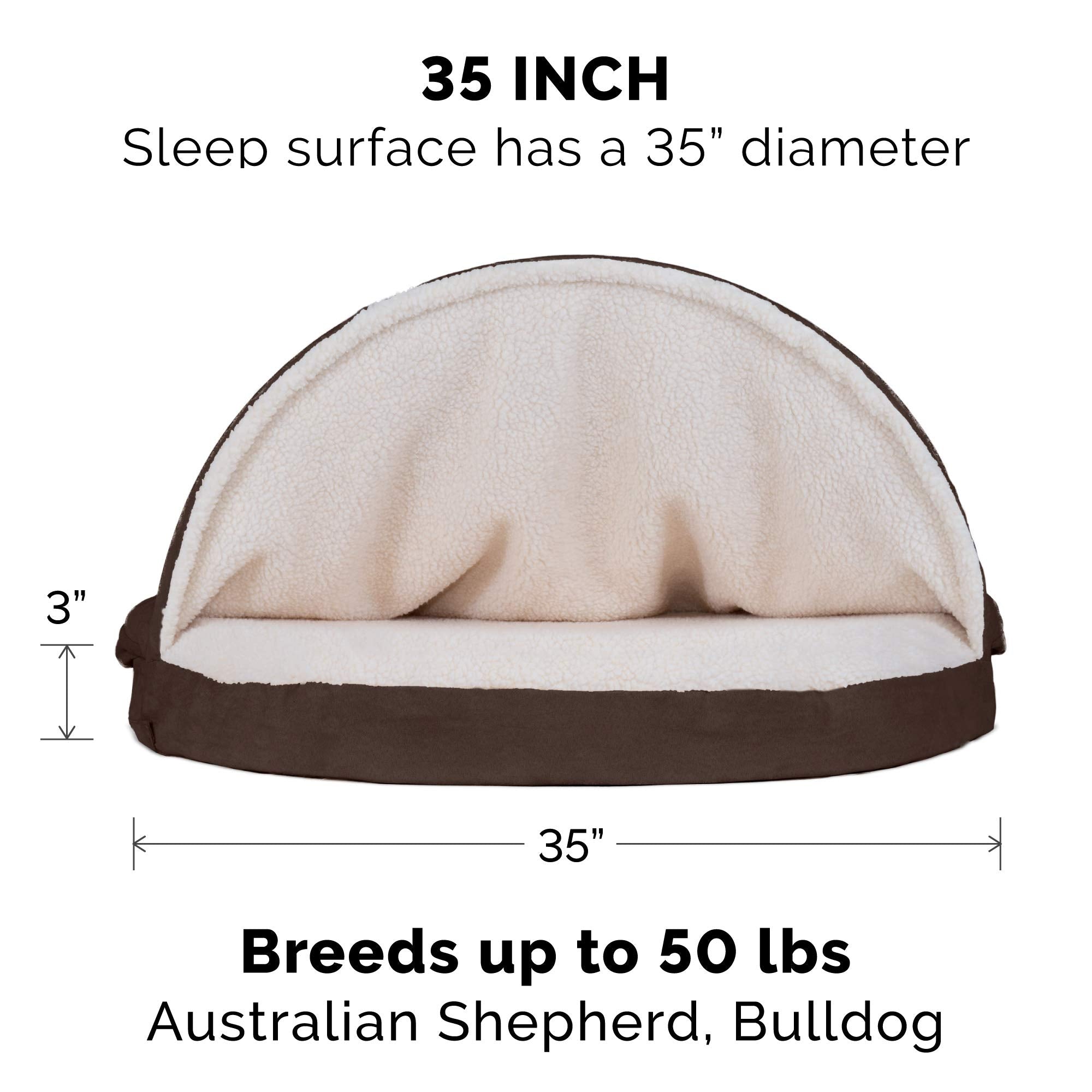 Furhaven 35'' Round Cooling Gel Dog Bed For Large/Medium Dogs W/ Removable Washable Cover, For Dogs Up To 50 Lbs - Sherpa & Sued