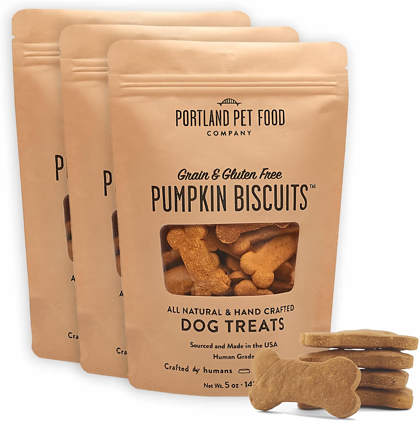 Portland Pet Food Company Pumpkin Healthy Dog Treats - Multipack, Grain-Free, Human-Grade, All Natural Dog Training Treats & Bis