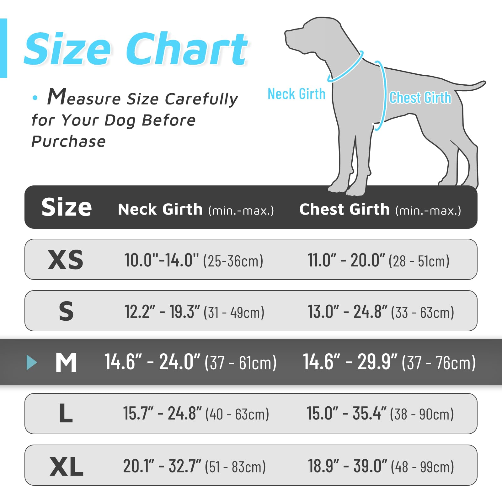 Eagloo Dog Harness Medium Sized Dog, No Pull Service Vest With Reflective Strips And Control Handle, Adjustable And Comfortable For Easy Walking, No Choke Pet Harness With 2 Metal Rings, Sky Blue, M