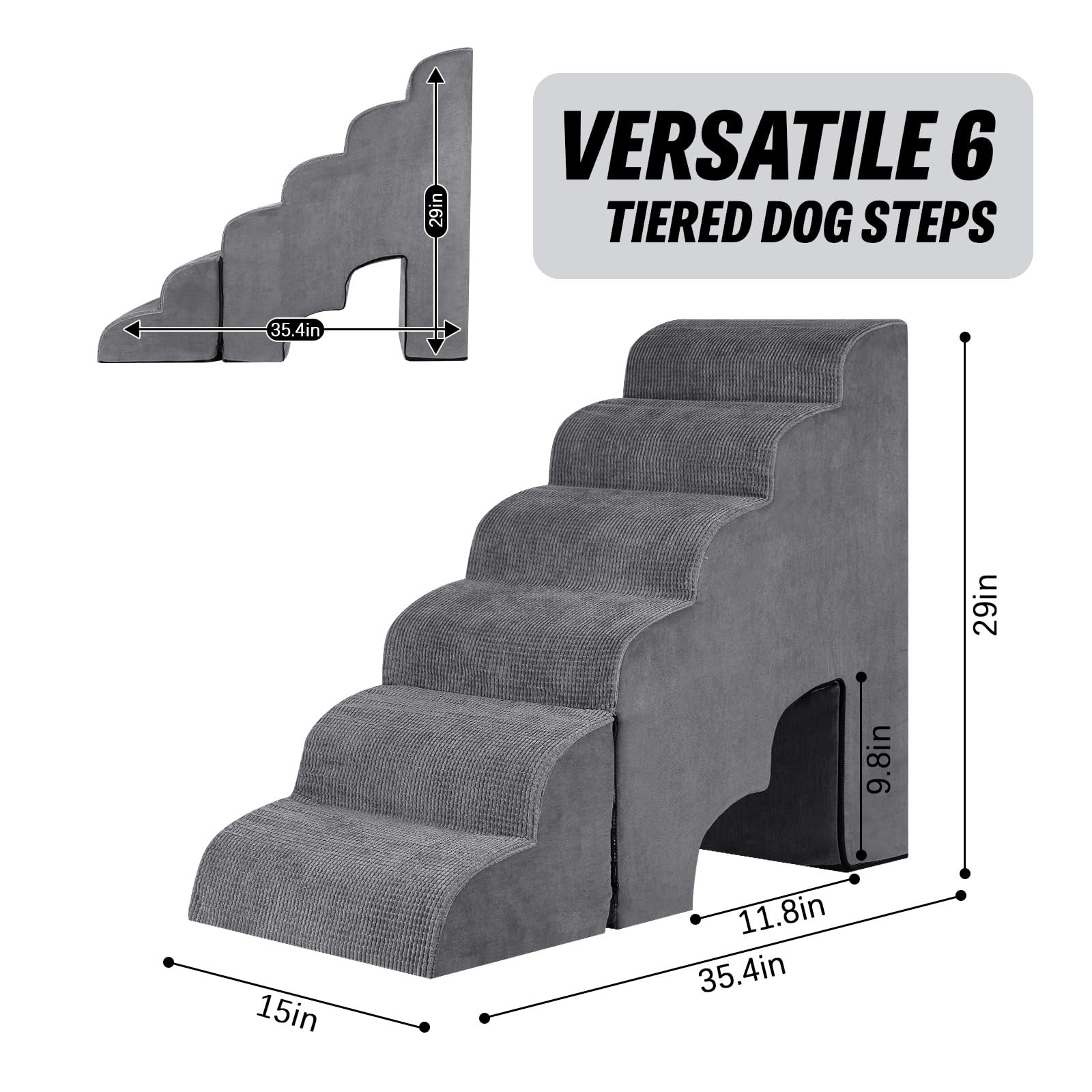 Inrlkit 6 Step Dog Stairs&Steps For 29-32 Inches Tall High Bed, Dog Ramp Cat Stairs Pet Ladder For Small Medium Dogs, Doggie, Ol