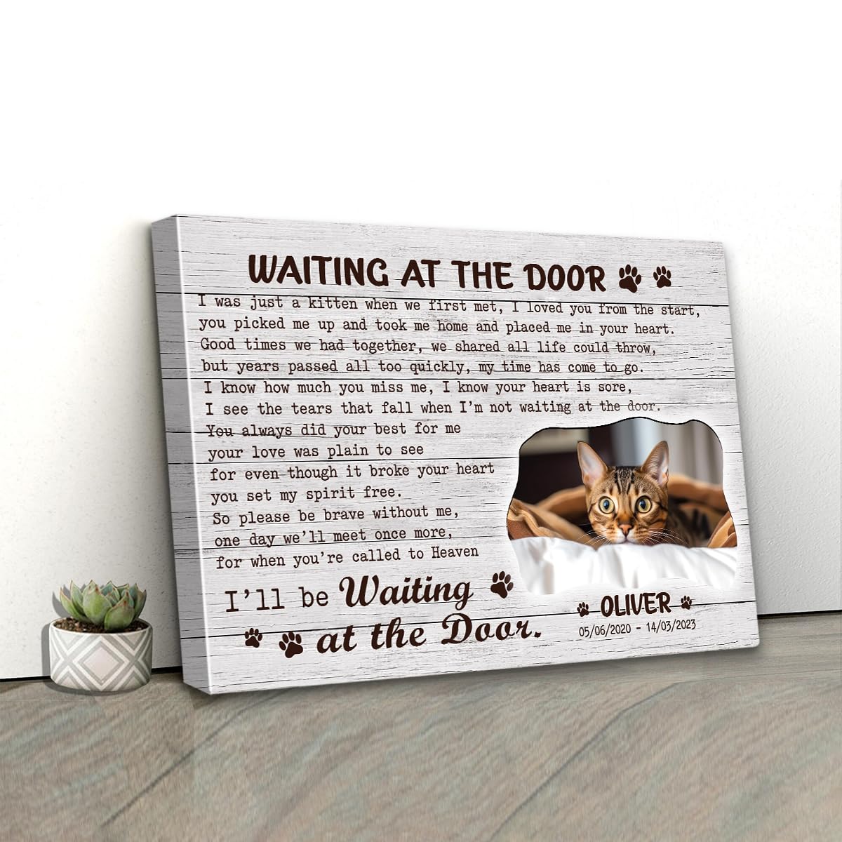 C80813 Funny Cat Memorial Canvas Gifts For Cat Lover Mom - Personalized Wall Art Decor With Custom Landscapes, Name Text Picture