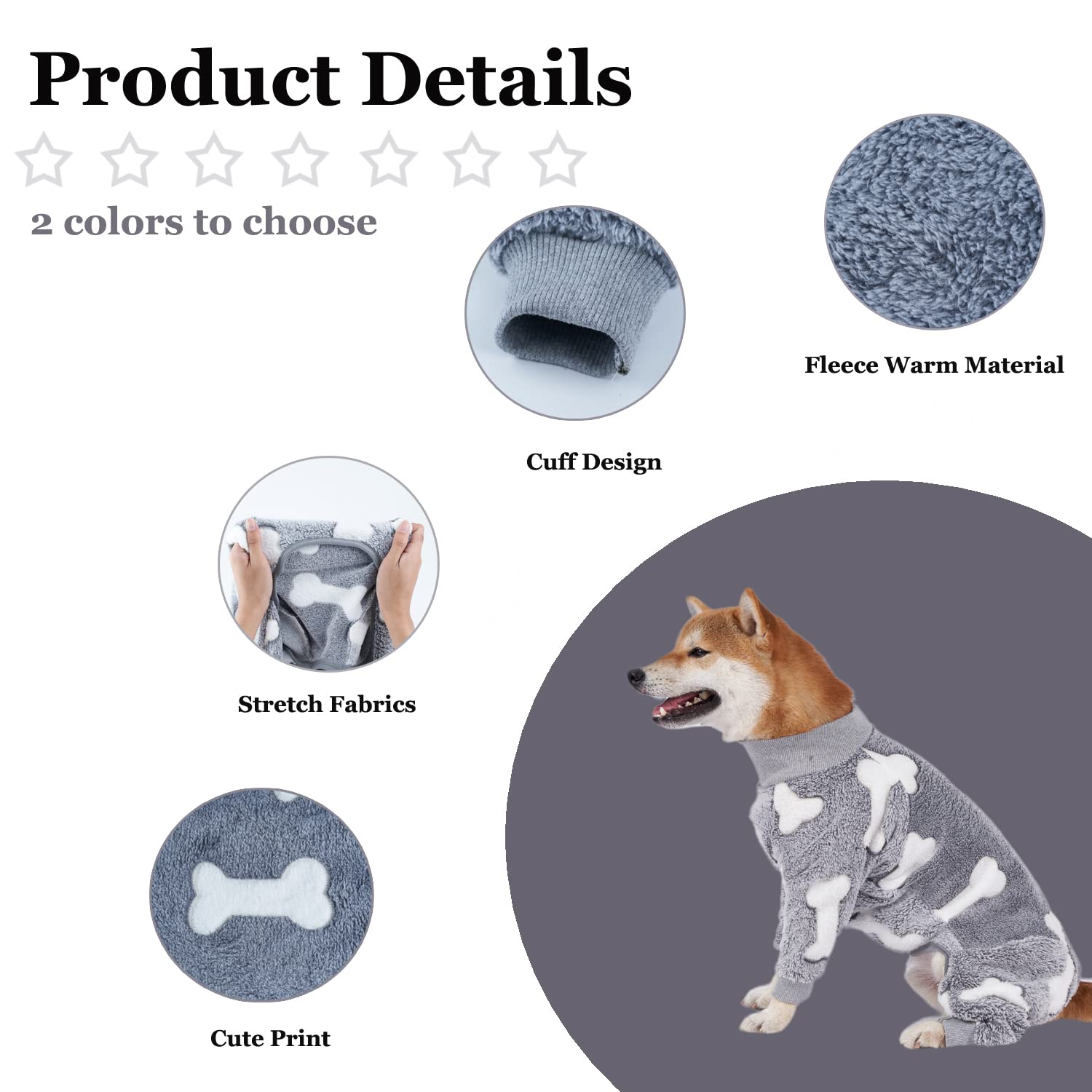 Harikaji Dog Warm Jumpsuit,Pet Winter Flannel Warm Pajamas,Cold Weather Dog Onesie,Dog Winter Clothes For Medium Large Dogs (Xl:Chest<23'', Grey)