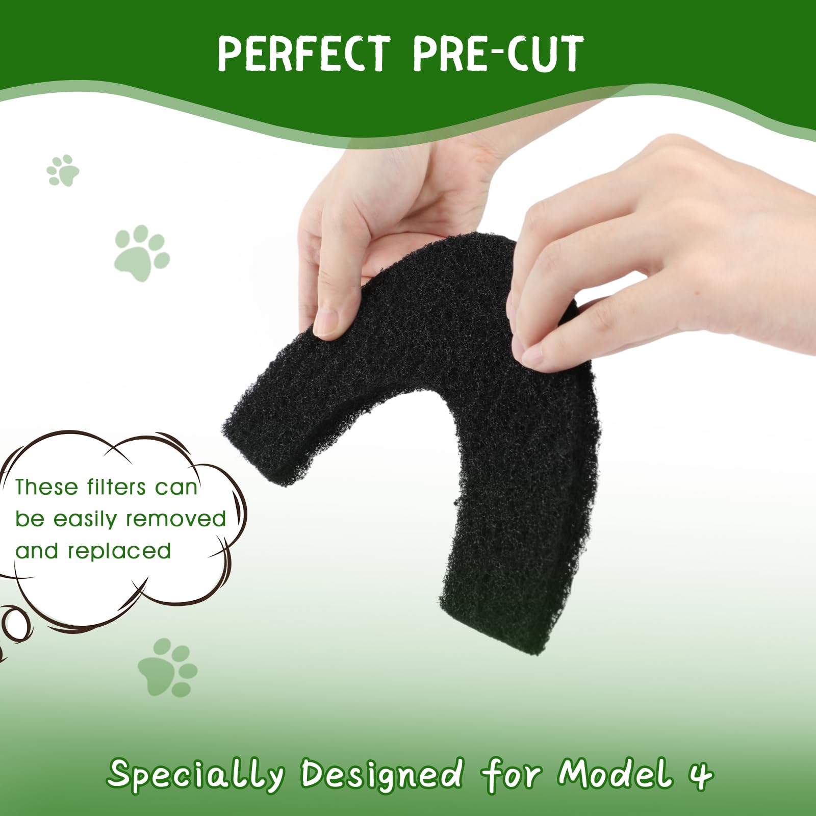 Quearn 4 Pack Carbon Filters Compatible With Model 4, Cat Litter Box Filters Replacement To Absorb Odors Control Damp From Pets