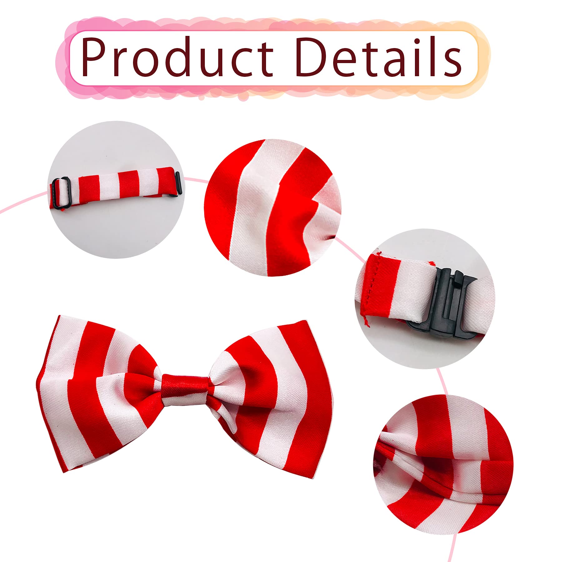 Jpgdn 50Pcs Small Dogs Bowties Bulk For Puppy Doggy Cat Kitten Rabbit Medium Boys And Girls Bow Ties With Polka Dots Checks Stripes Pet Adjustable Collar Neck Bow