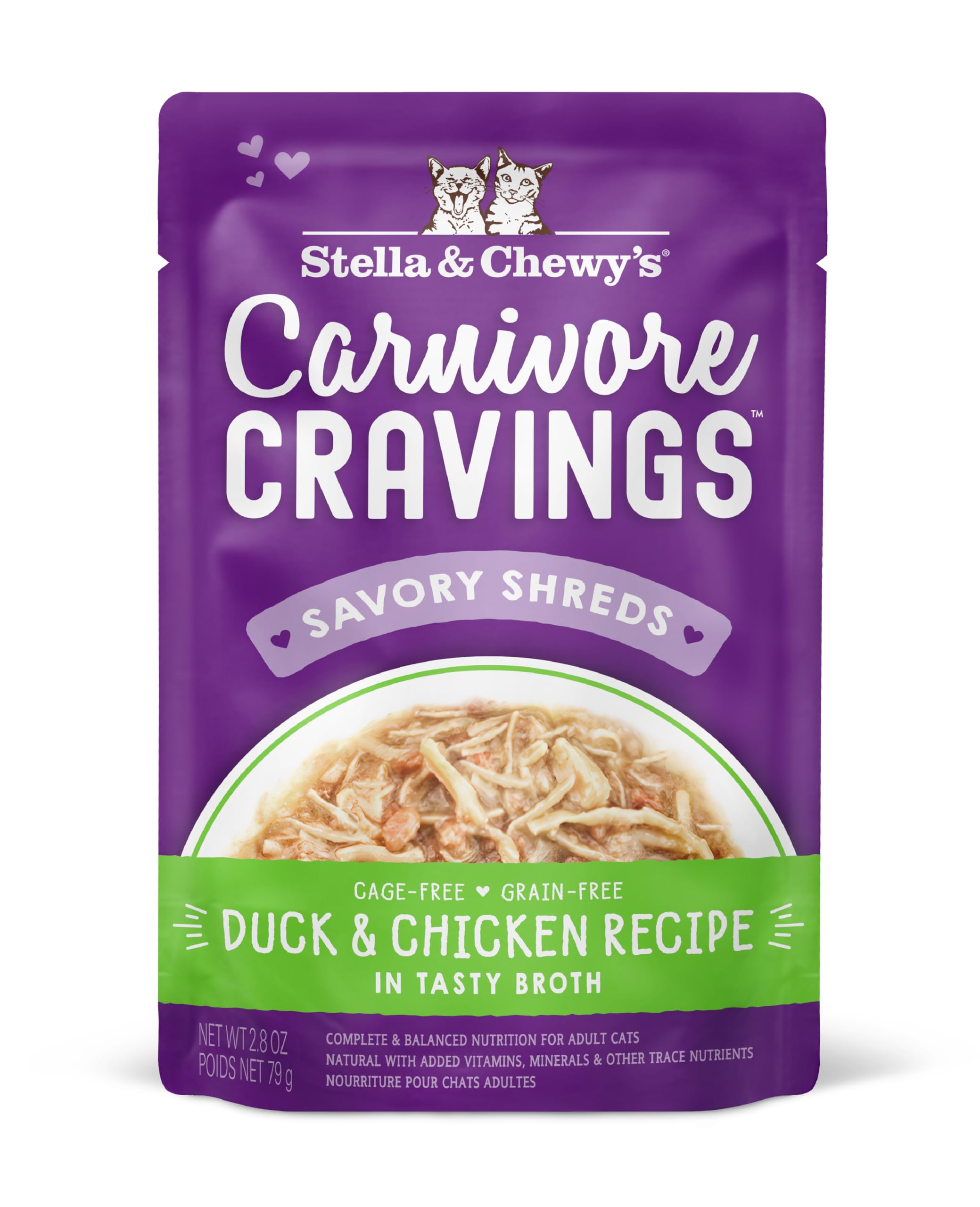 Stella & Chewys Carnivore Cravings Wet Cat Food - Premium Pouches - Grain Free, High Protein Duck & Chicken - Perfect for Picky