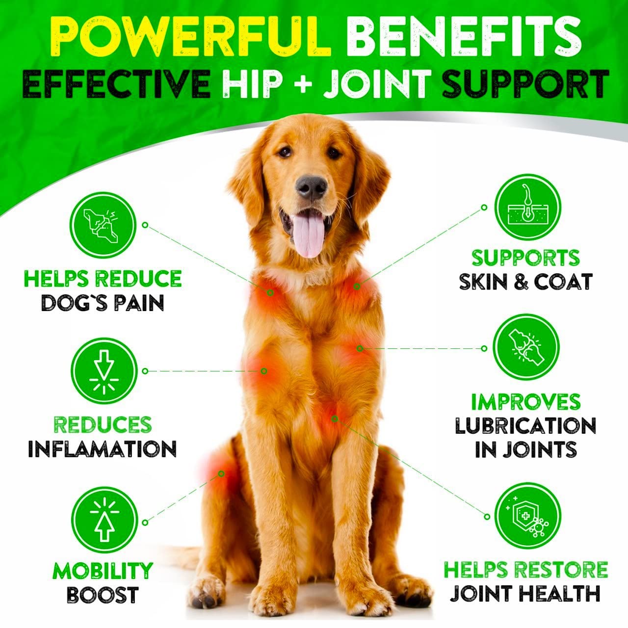 Hemp Hip and Joint Supplement for Dogs - Glucosamine for Dogs - 170 Dog Joint Pain Relief Treats - Chondroitin, Hemp Oil, MSM -